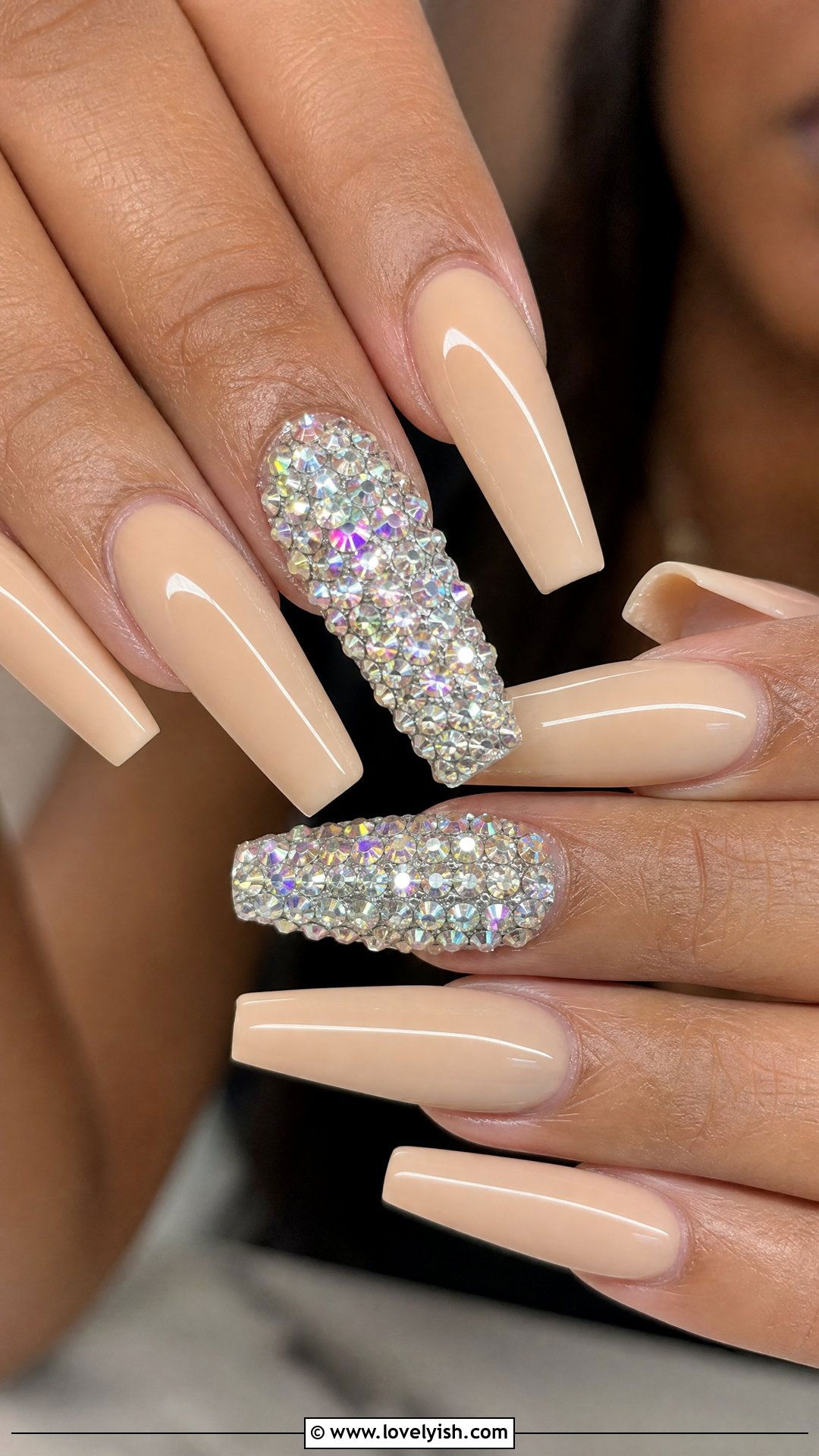 Rhinestone Encrusted Long Nails - 28 nail designs for long nails - 28 nail designs for long nails