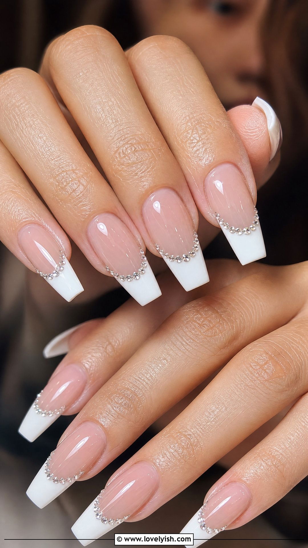 Rhinestone French Tip - 50 cute french tip nail designs - 50 cute french tip nail designs