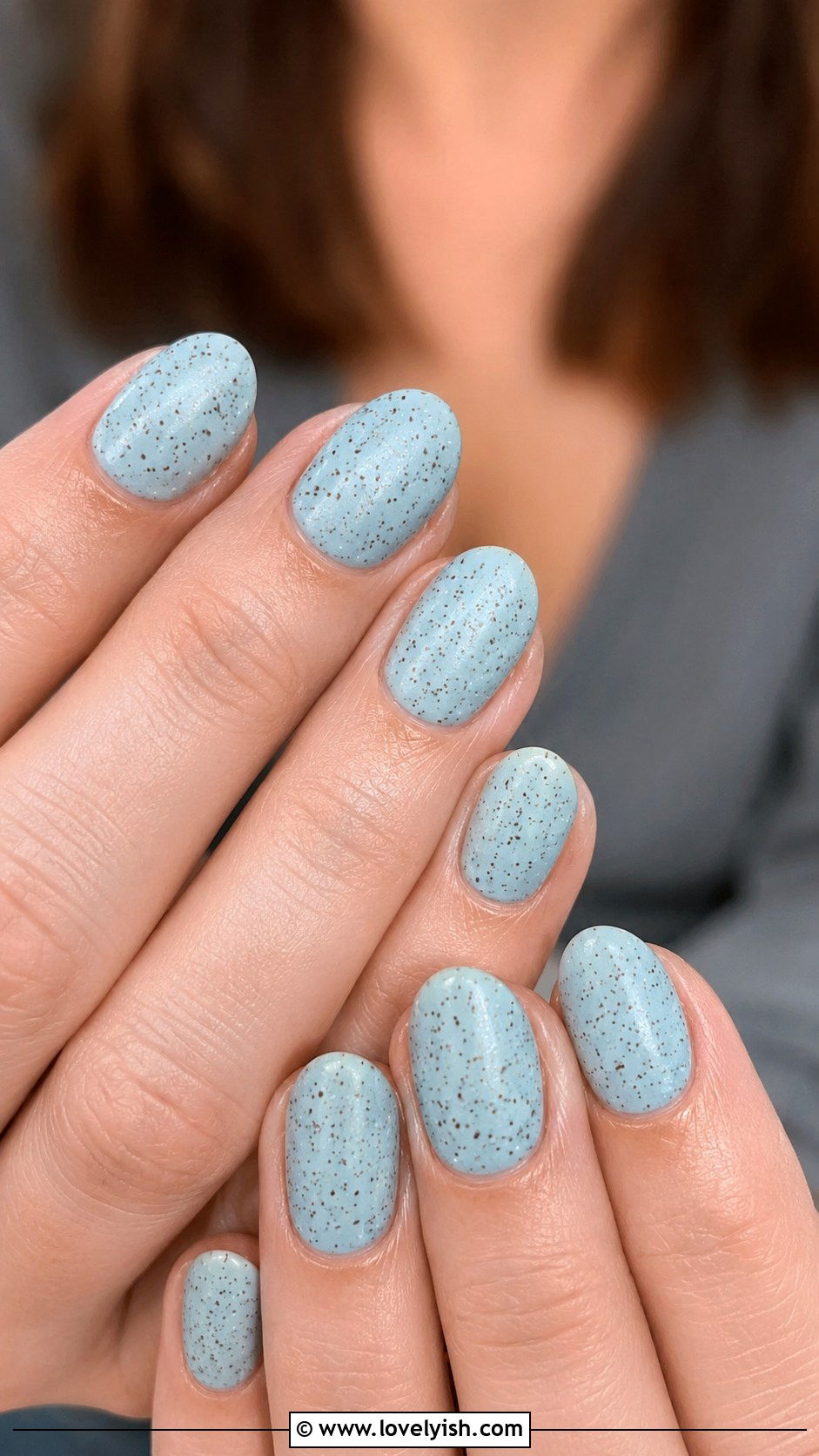 Robin Egg Blue Speckled Nails - 50 may nails - 50 may nails