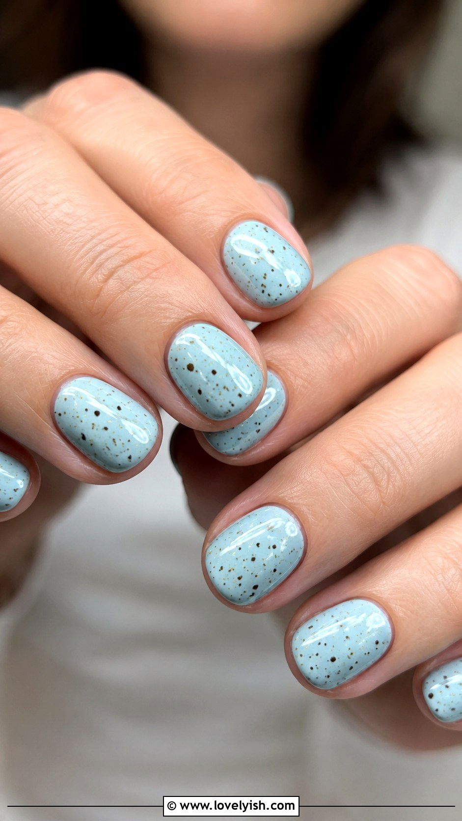 Robin Egg Blue Speckled Nails - 42 spring nail ideas - 42 spring nail ideas