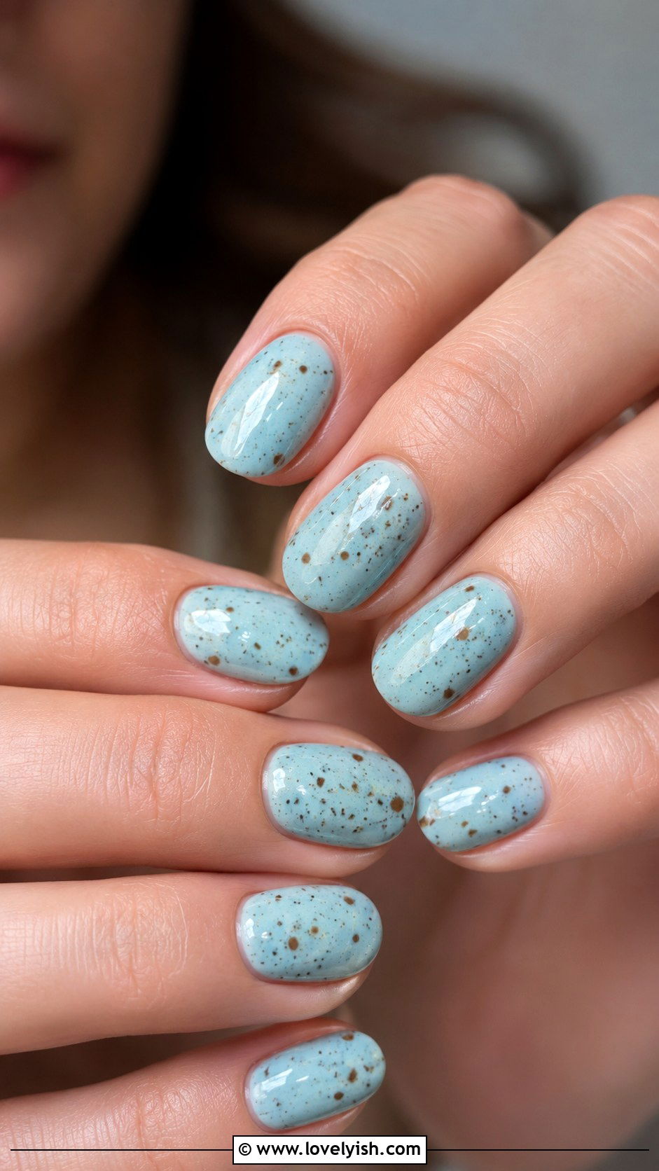 Robins Egg Blue Speckle Nails - 38 blue nail designs - 38 blue nail designs