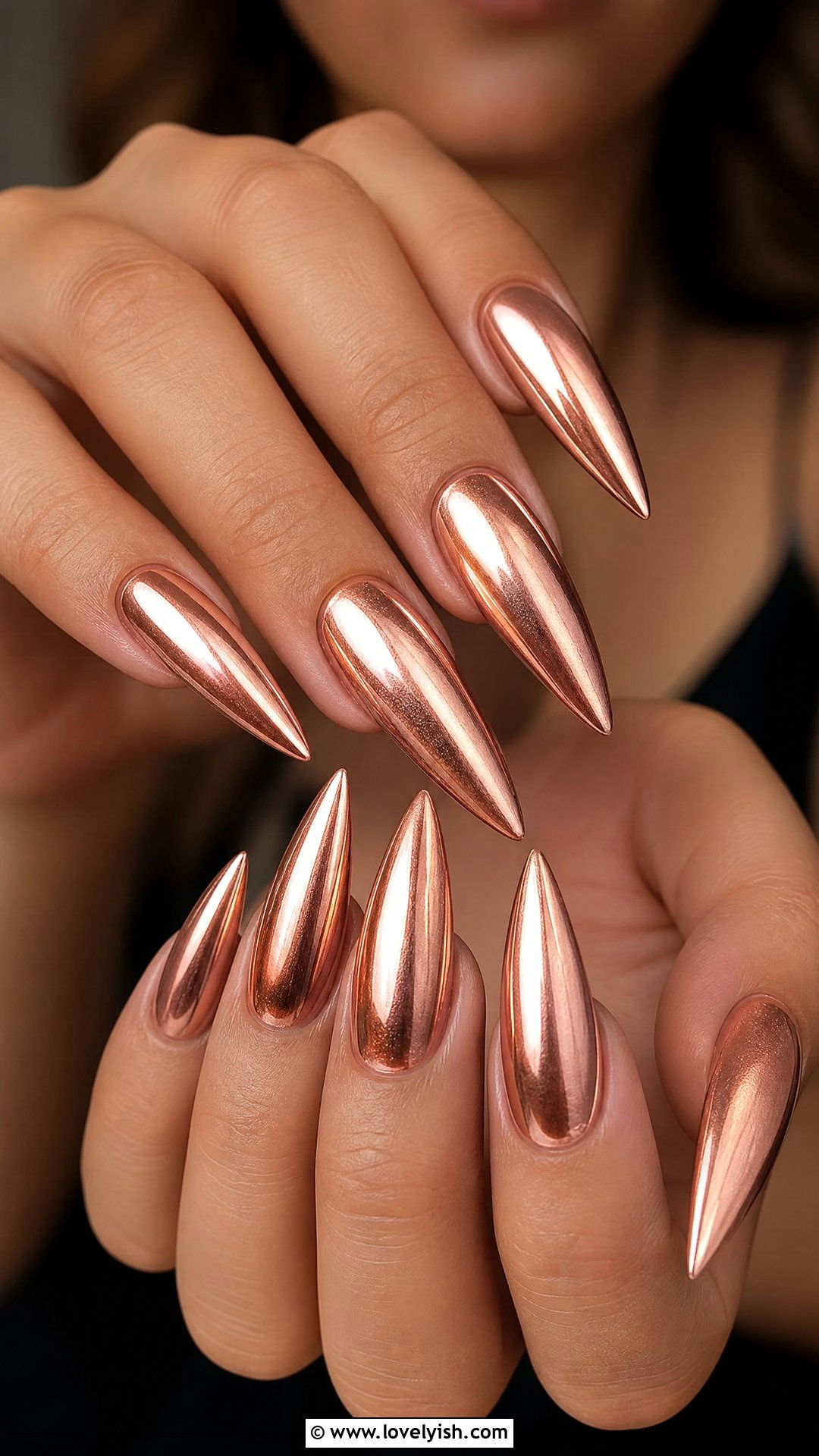 Rose Gold Almond Stiletto Nails - 50 rose gold nails - 50 rose gold nails