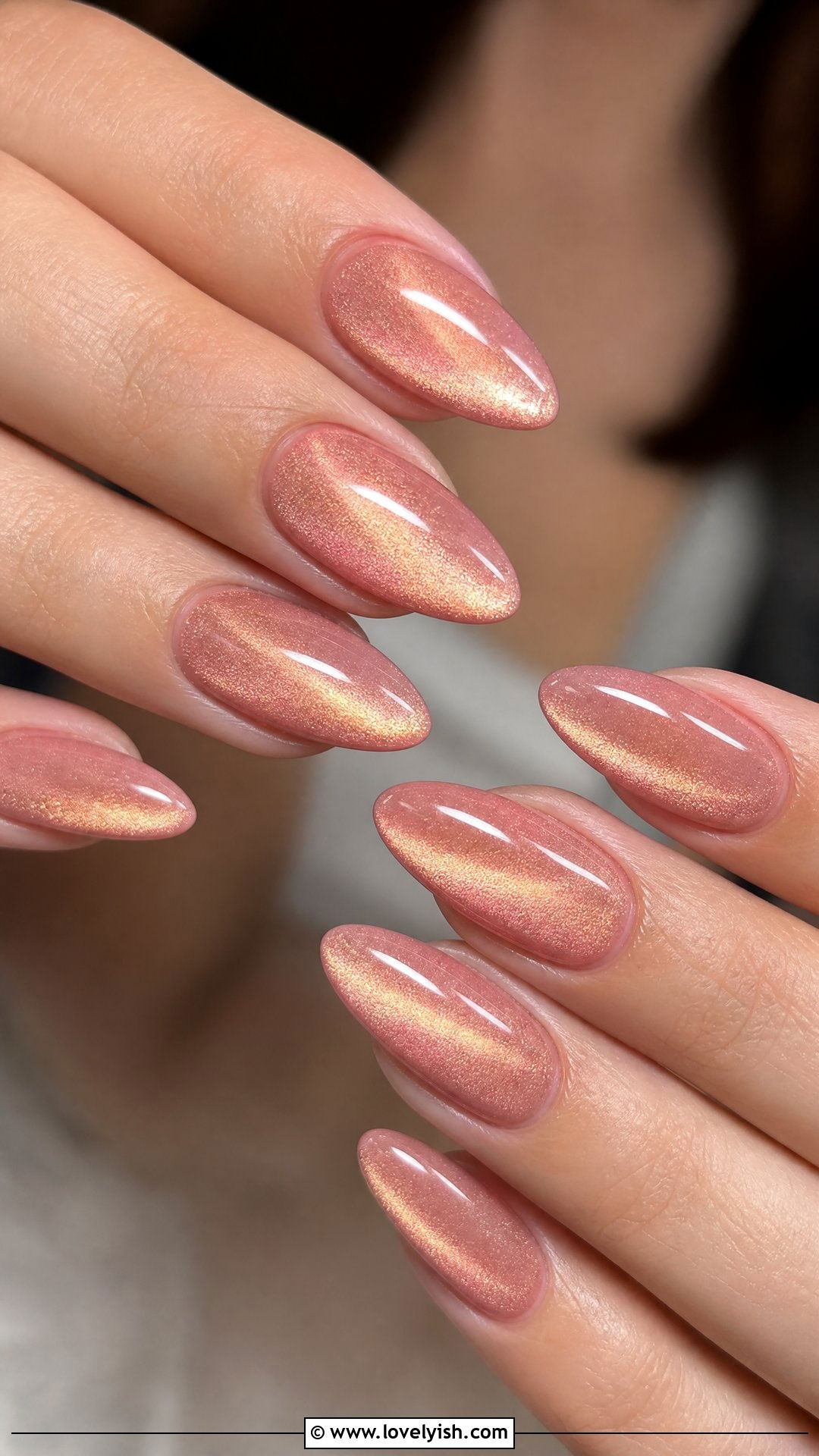 Rose Gold Cat Eye Nails - 50 cateye nail designs - 50 cateye nail designs