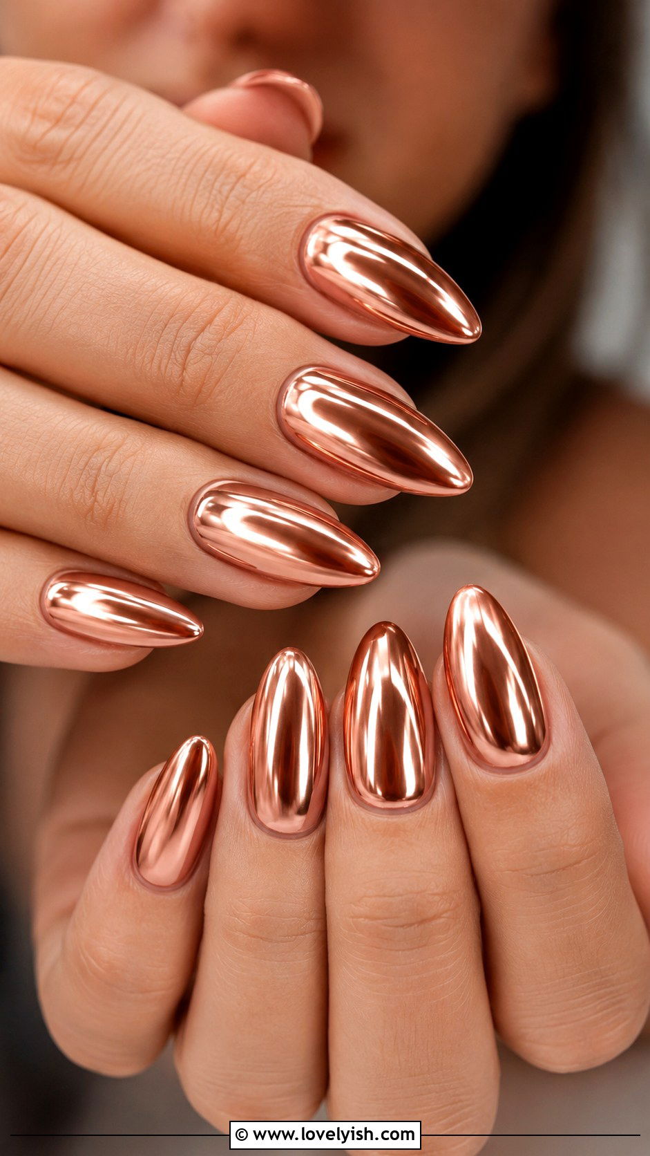 Rose Gold Chrome Almond Press On Nails - 50 press on nails - 50 press on nails