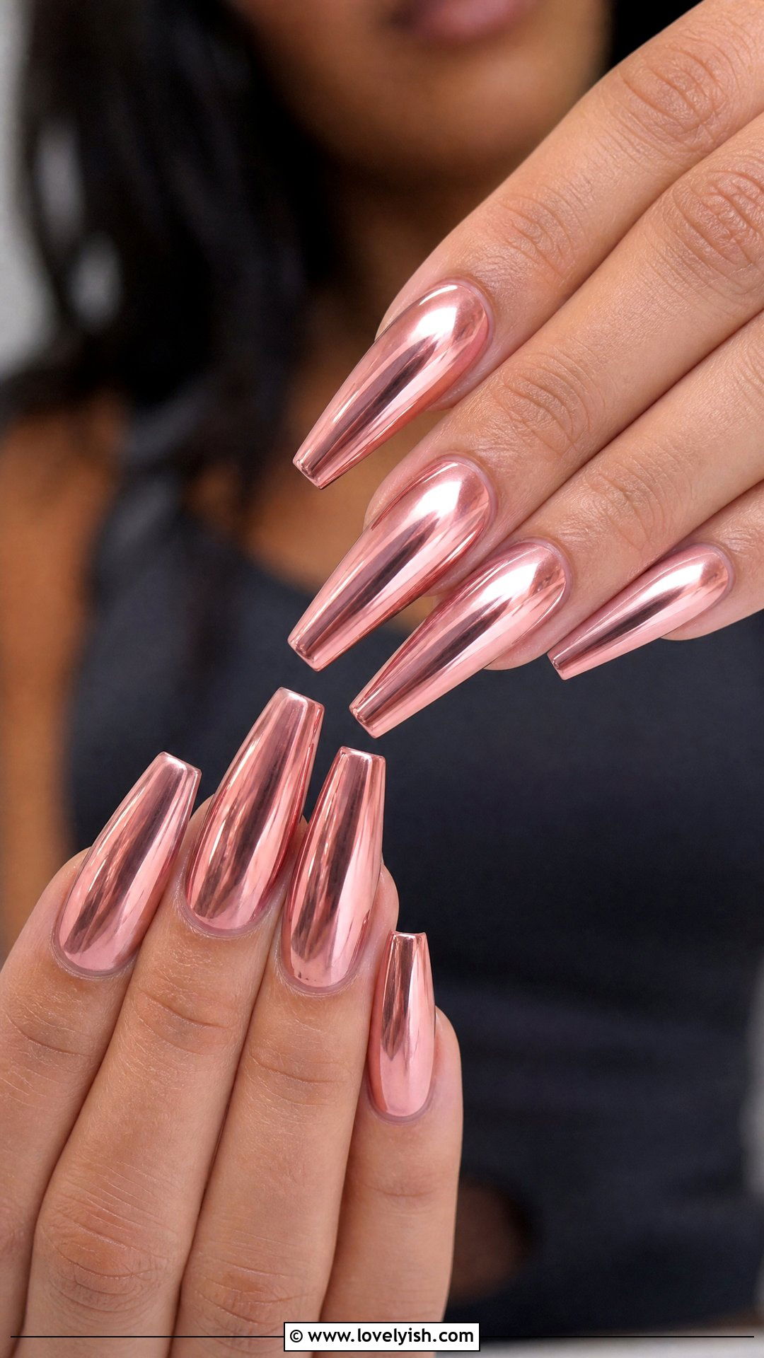 Rose Gold Chrome Coffin Nails - 50 coffin nails - 50 coffin nails