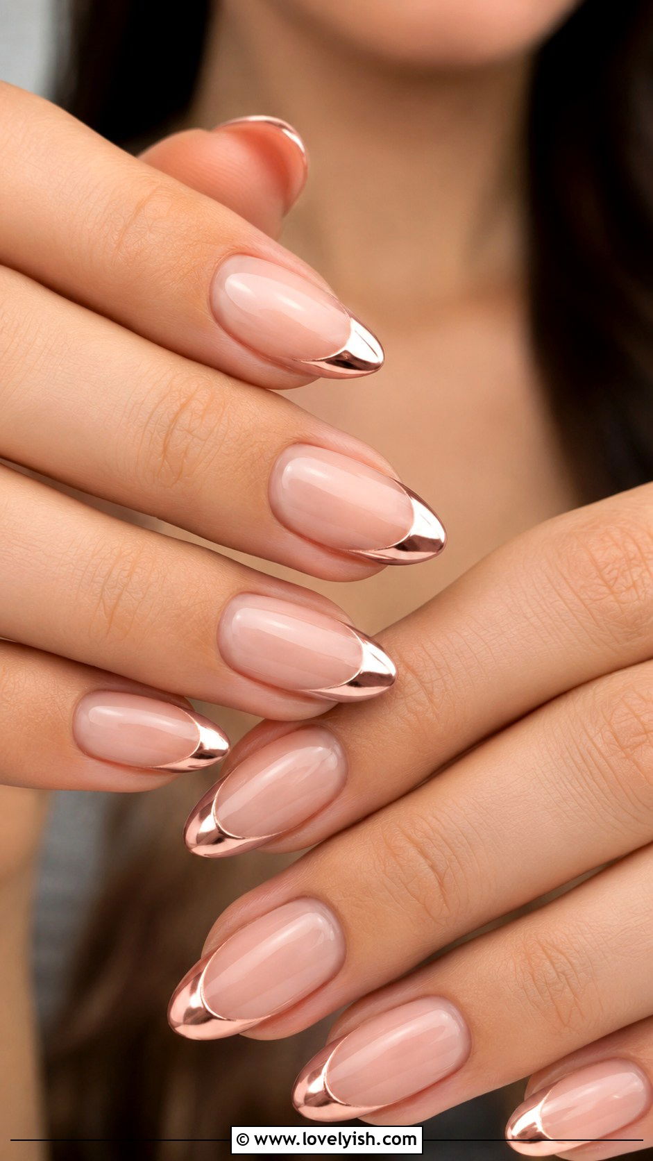 Rose Gold Chrome French Nails - 50 luxury nails - 50 luxury nails