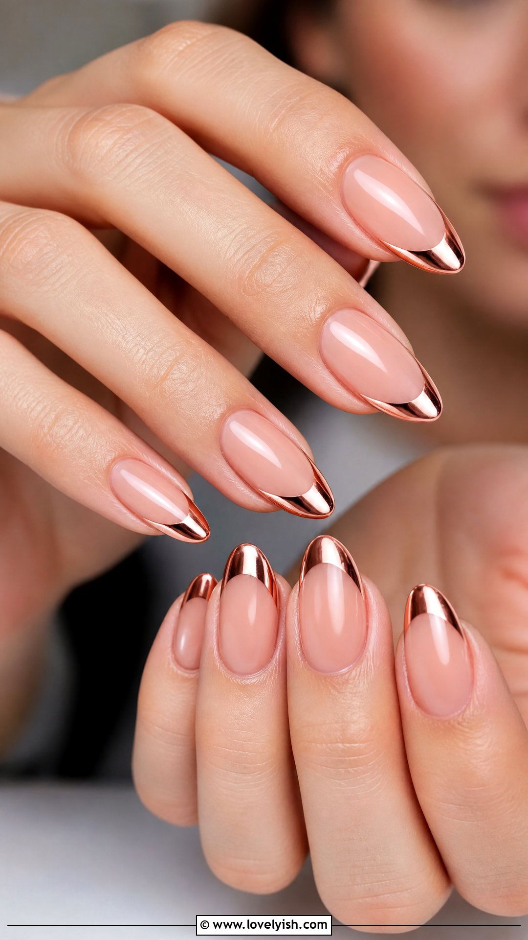 Rose Gold Chrome French Tip Nails - 50 chrome french tip nails - 50 chrome french tip nails