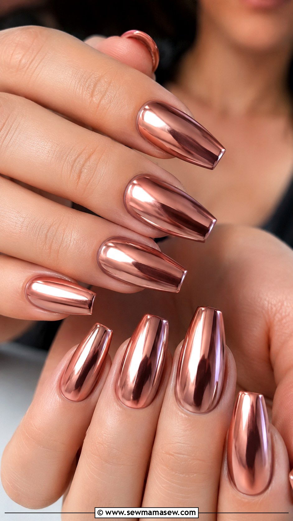 Rose Gold Chrome Gel Nails - 50 gel polish - 50 gel polish