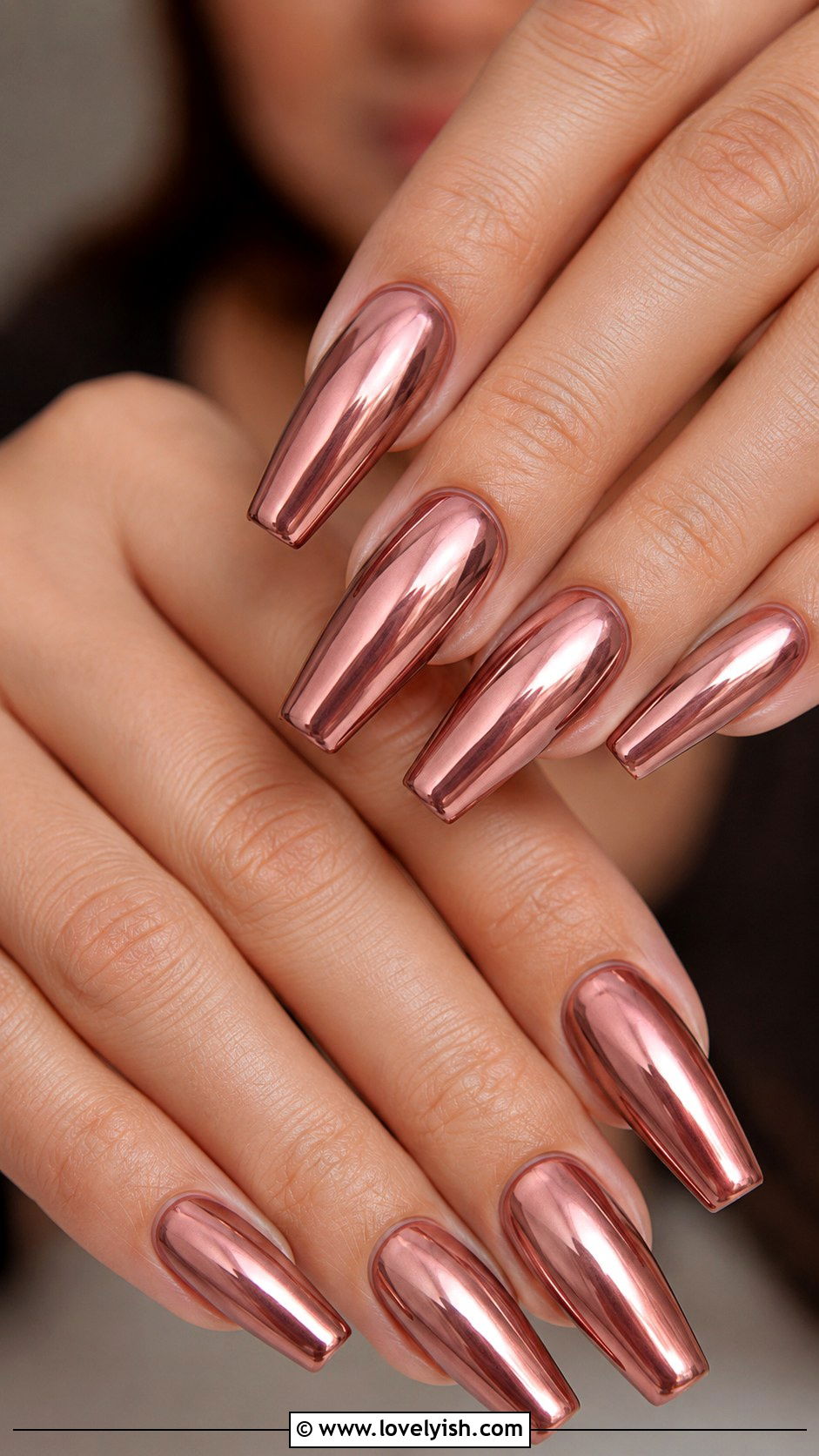 Rose Gold Chrome Nails - 40 nail design template - 40 nail design template