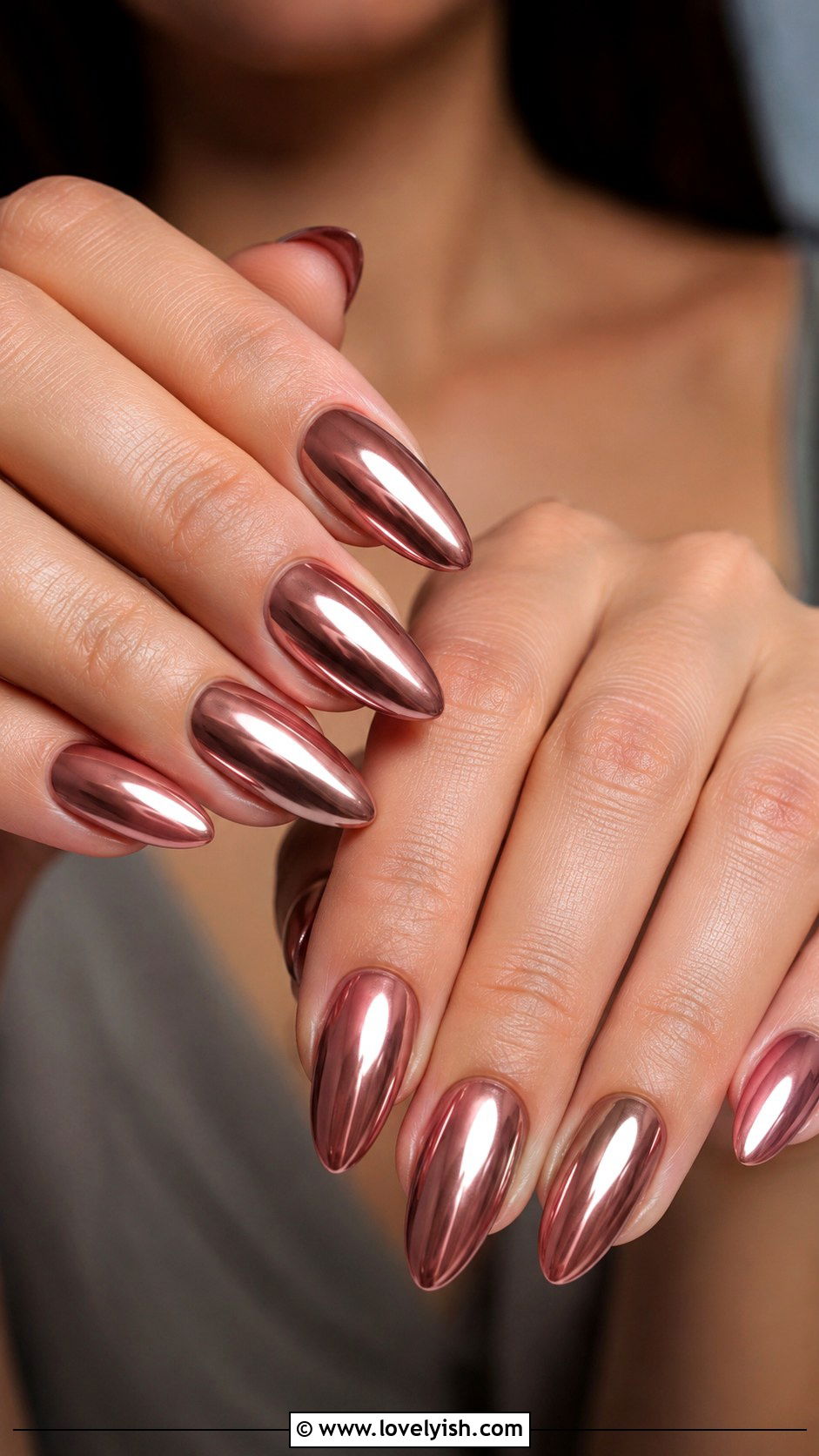 Rose Gold Chrome Nails - 50 may nails - 50 may nails