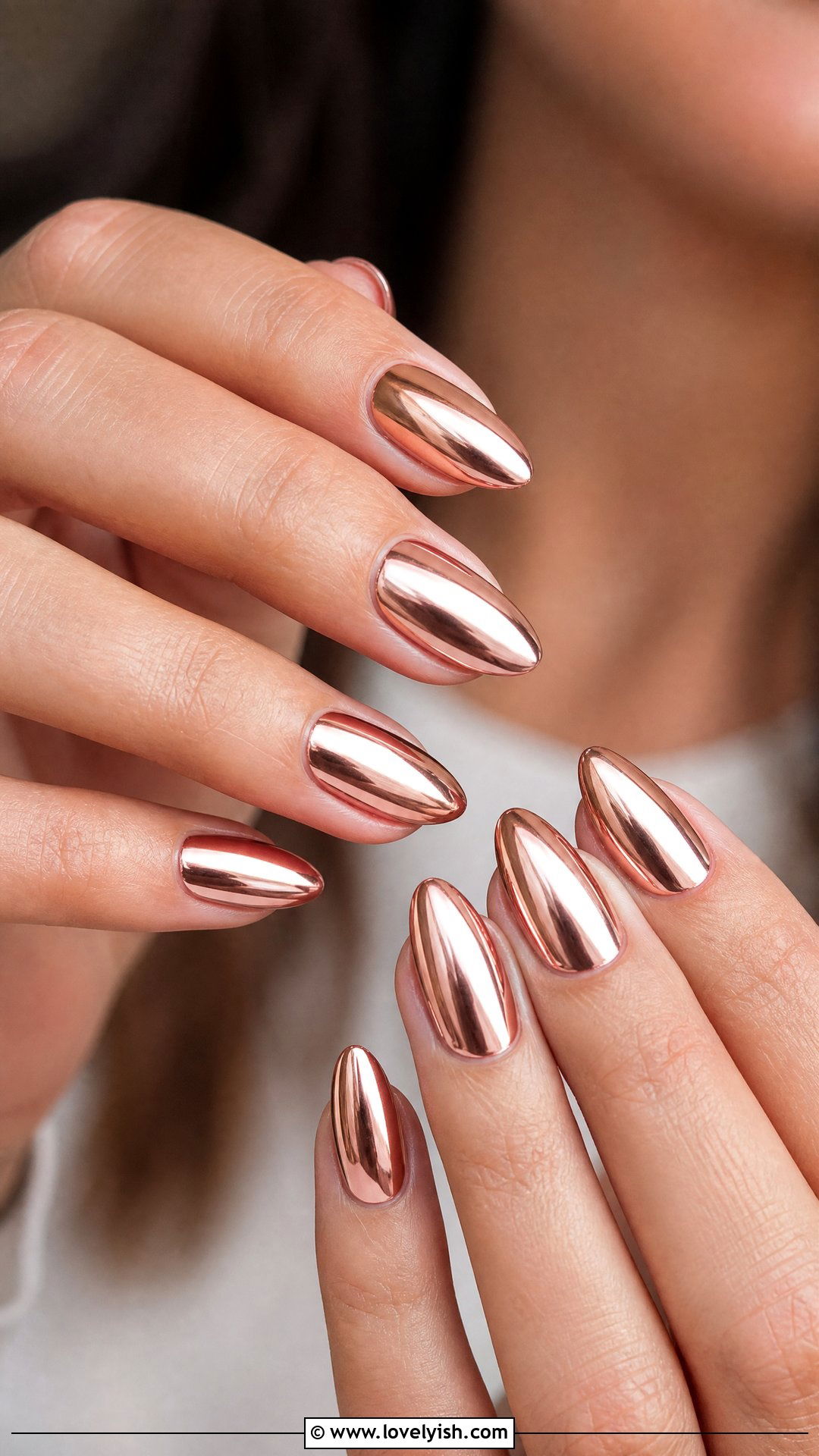 Rose Gold Chrome Nails - 50 mothers day nail designs - 50 mothers day nail designs
