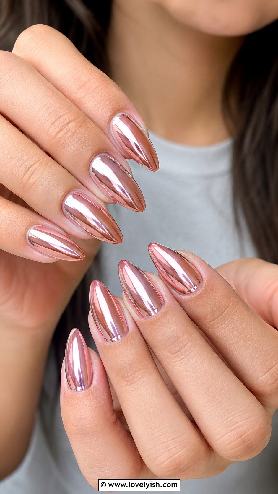 Rose Gold Chrome Nails - 44 nails design - 44 nails design
