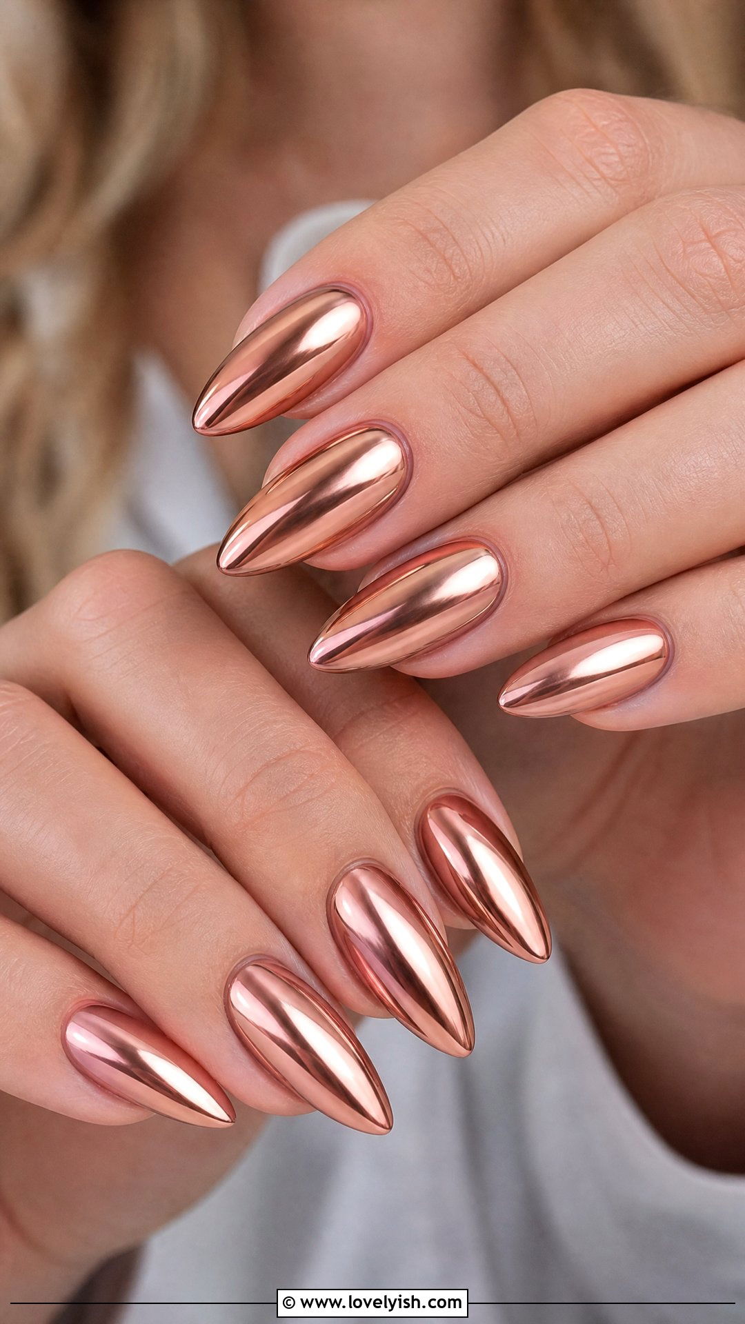 Rose Gold Chrome Nails - 50 classy nails - 50 classy nails