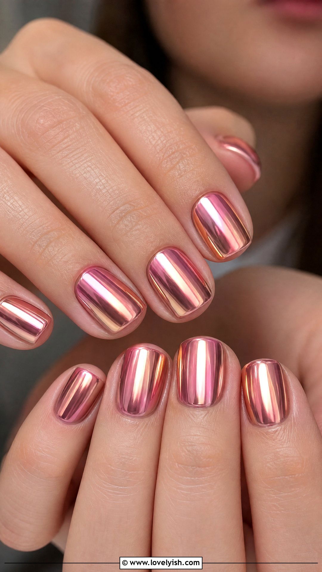 Rose Gold Chrome Short Square Nails - 50 short square nails - 50 short square nails