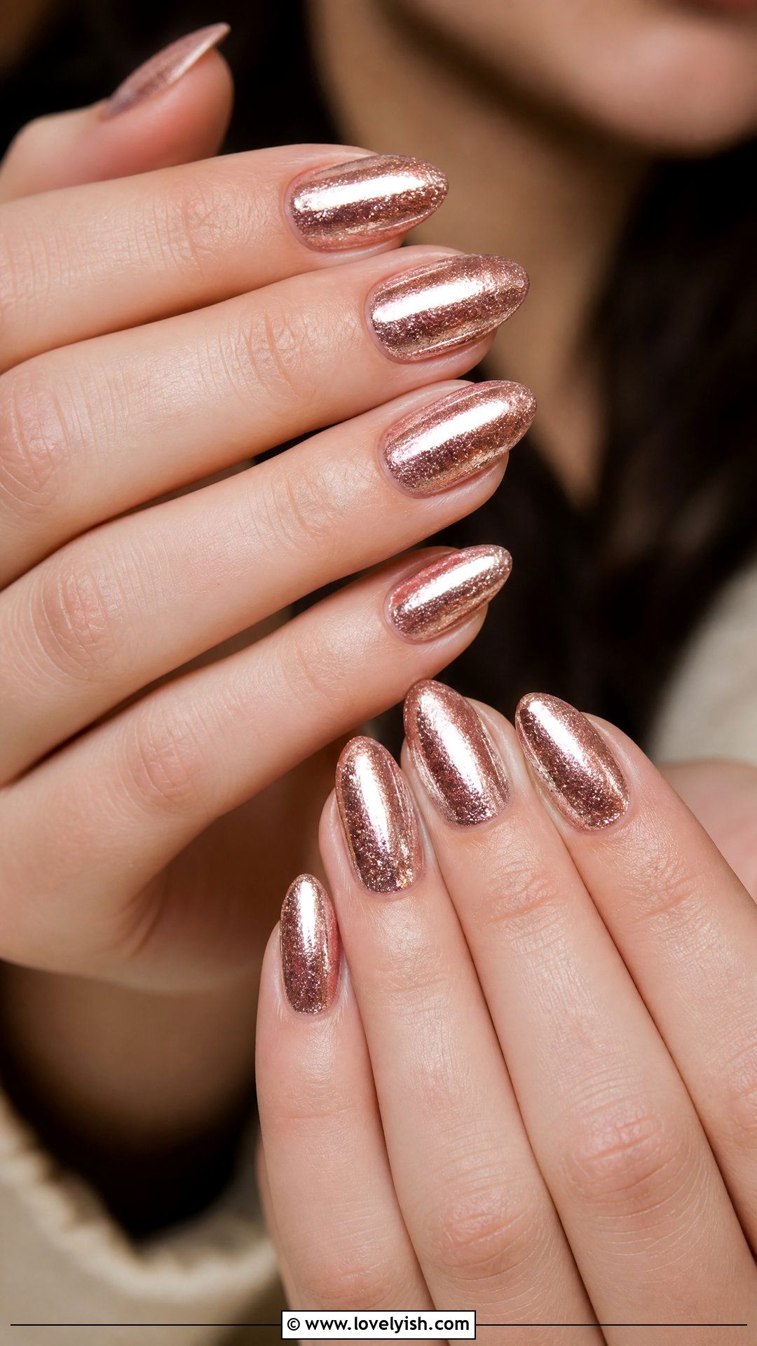 Rose Gold Chrome Sparkle Nails - 50 sparkly nails - 50 sparkly nails