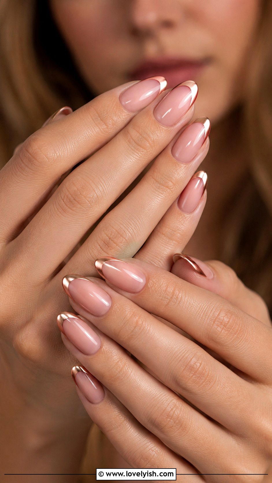 Rose Gold Chrome Tip Nails - 45 nail tips - 45 nail tips