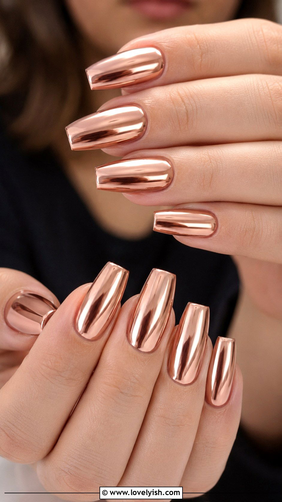 Rose Gold Chrome Wedding Nails - 38 wedding nail designs - 38 wedding nail designs