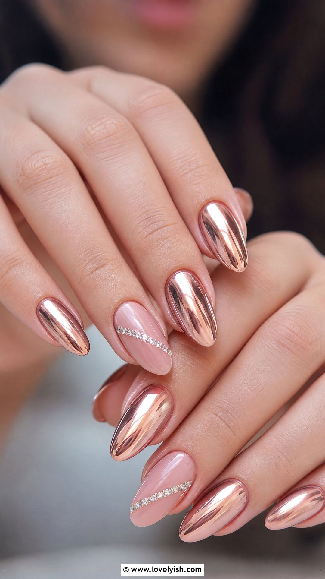 Rose Gold Diamond Nails - 50 diamond nails - 50 diamond nails