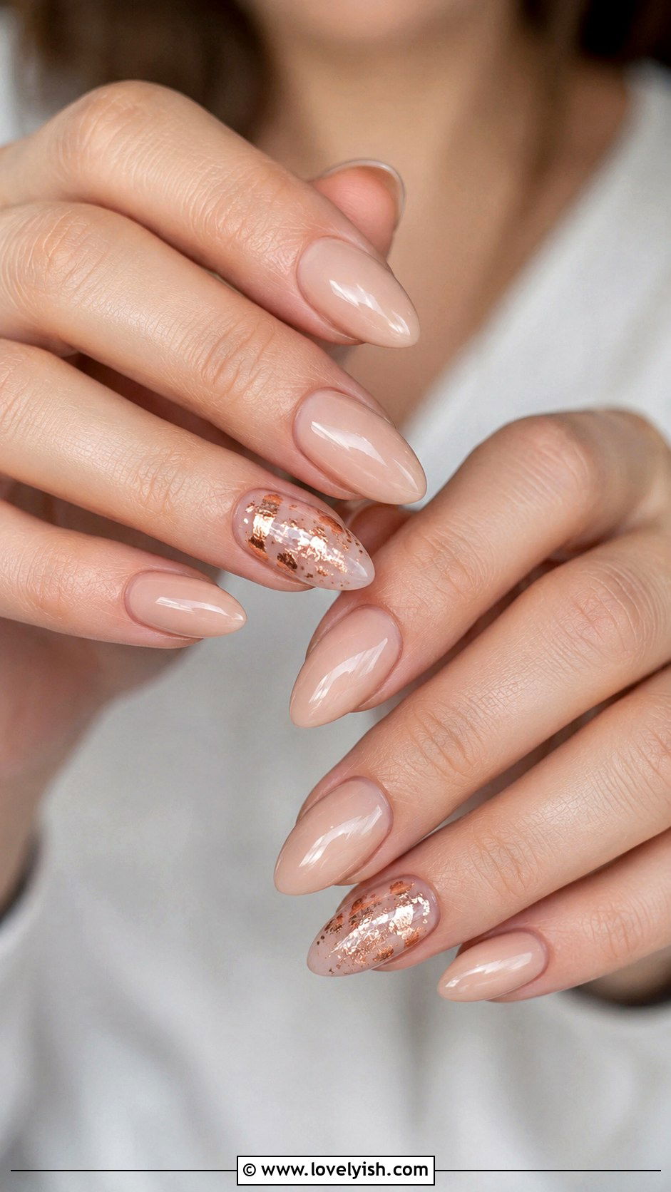 Rose Gold Foil Accent Nails - 38 classy nail designs - 38 classy nail designs