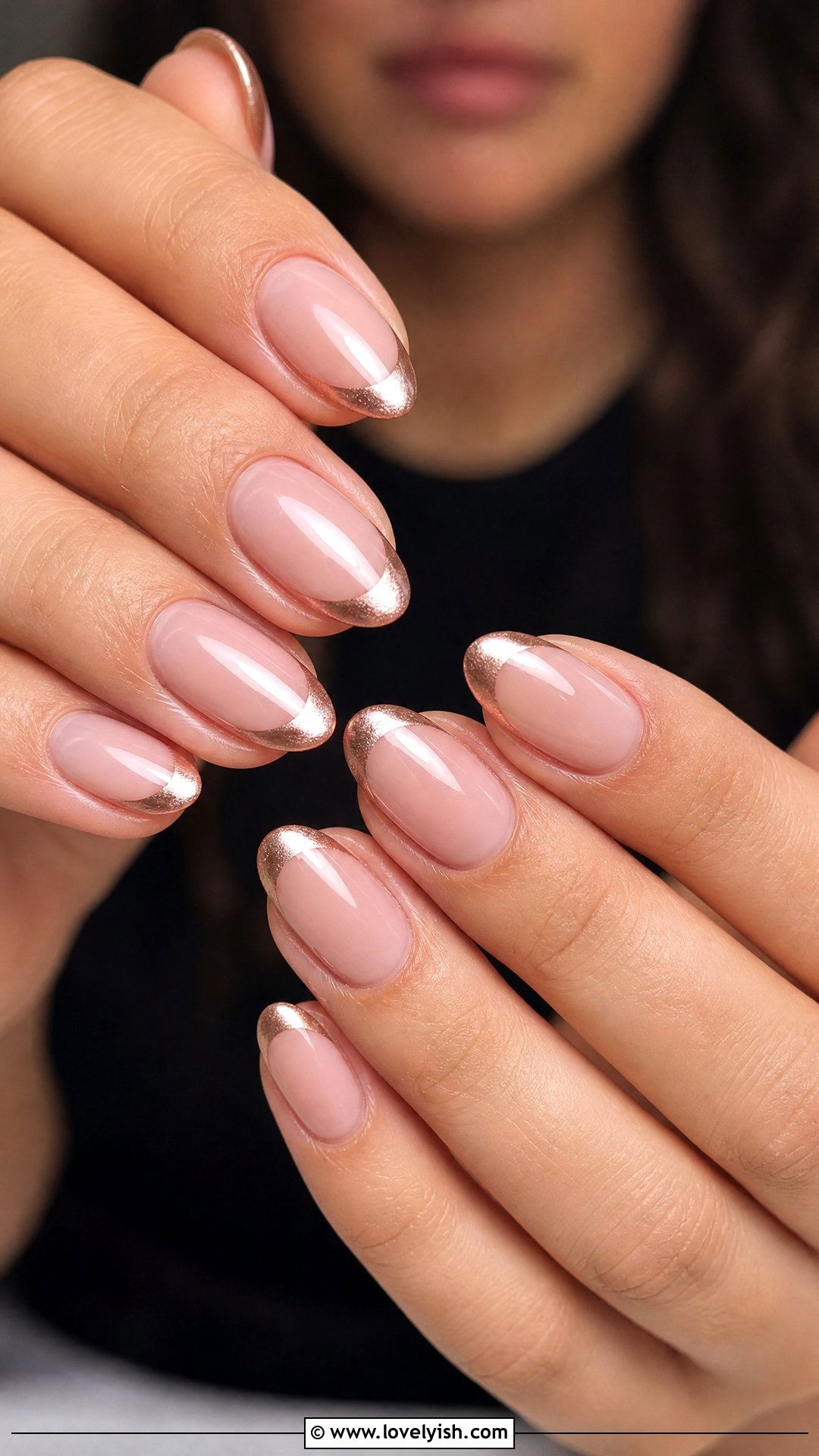 Rose Gold French Tip Short Nails - 50 short french tip nails - 50 short french tip nails