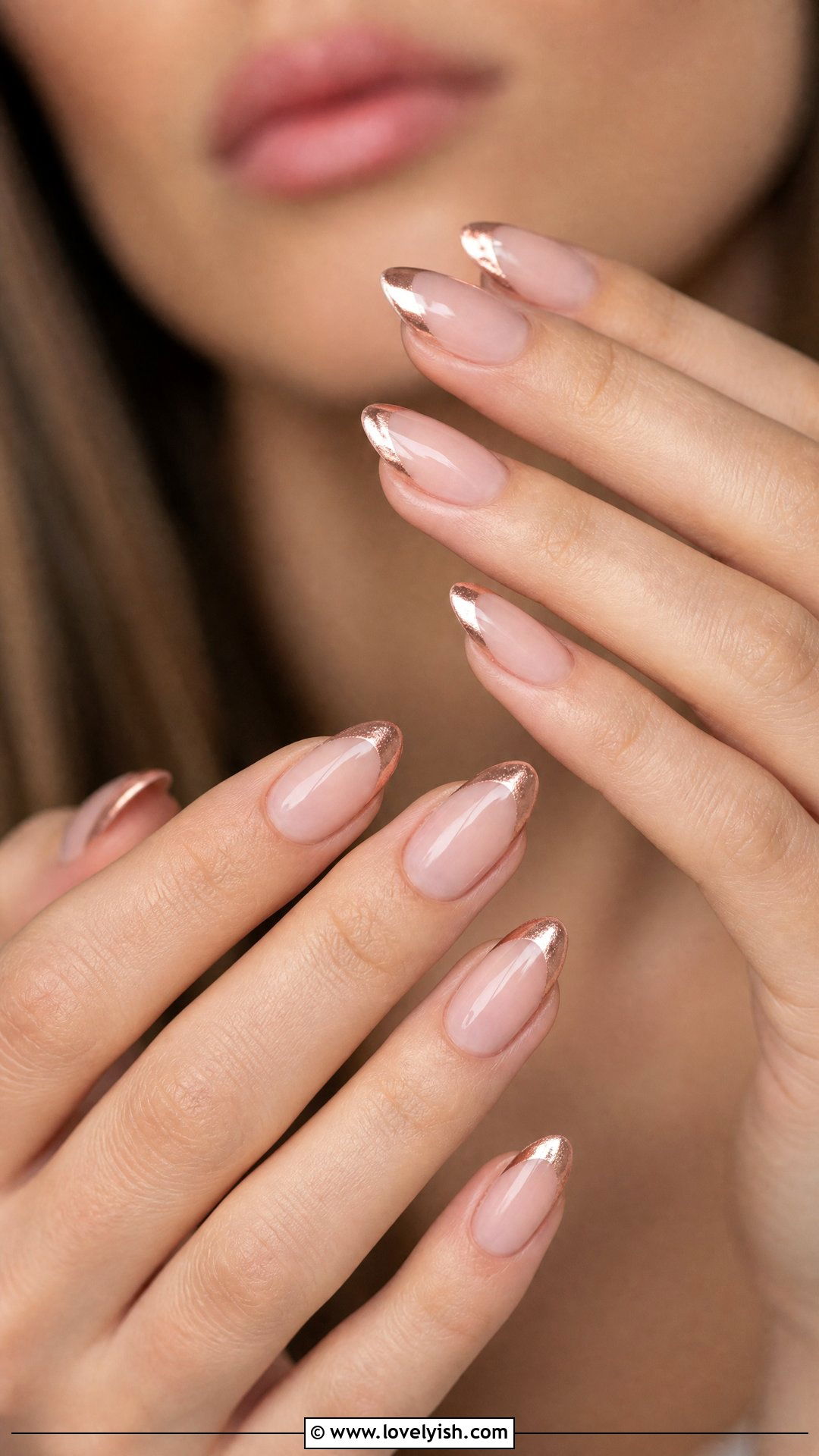 Rose Gold French Tip - 50 cute french tip nail designs - 50 cute french tip nail designs