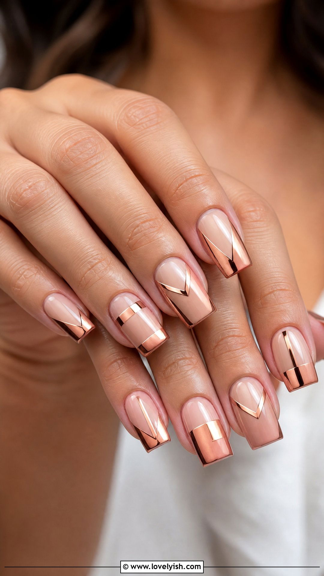 Rose Gold Geometric Nails - 50 rose gold nails - 50 rose gold nails