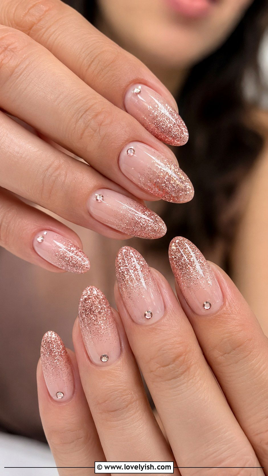 Rose Gold Glitter Birthday Nails - 50 birthday nails - 50 birthday nails
