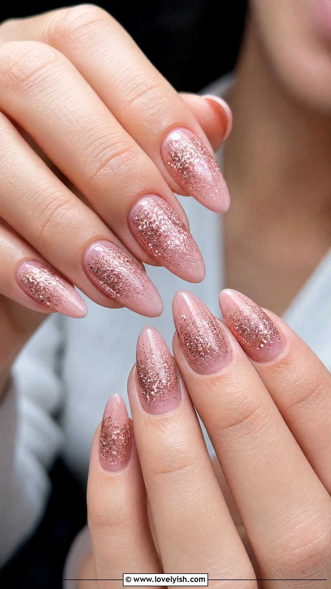 Rose Gold Glitter Nails - 44 nails designs - 44 nails designs