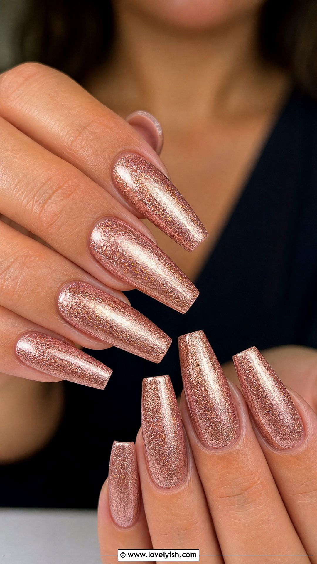 Rose Gold Glitter Nails - 25 mothers day nail designs - 25 mother's day nail designs