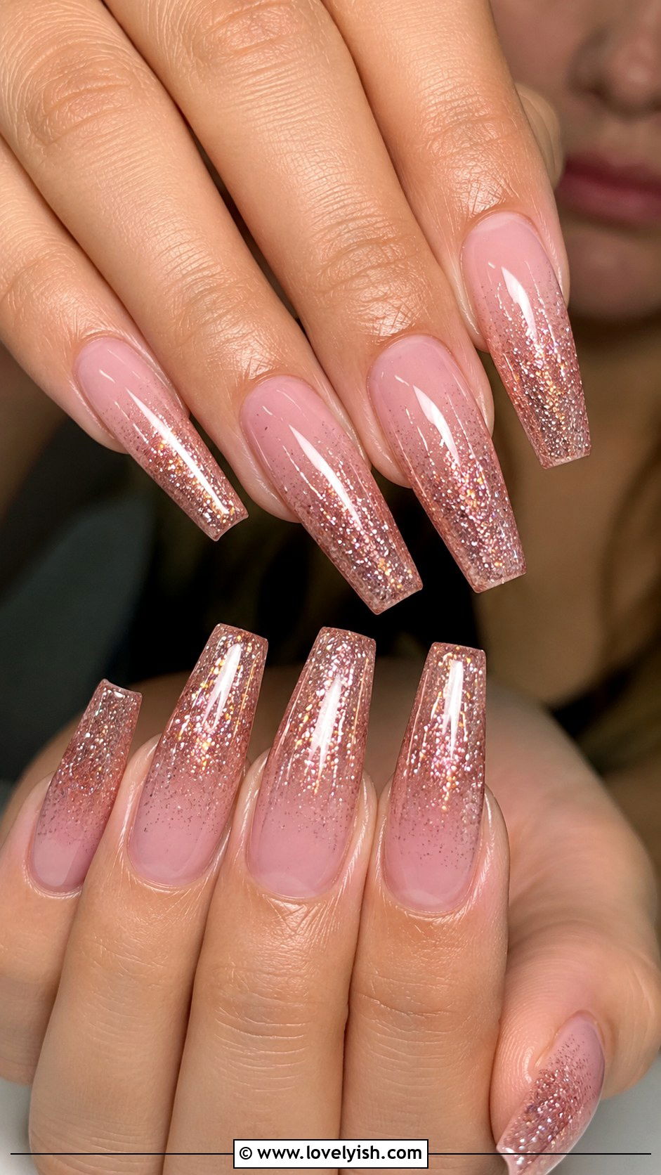 Rose Gold Glitter Ombre Baddie Nails - 50 baddie nails - 50 baddie nails