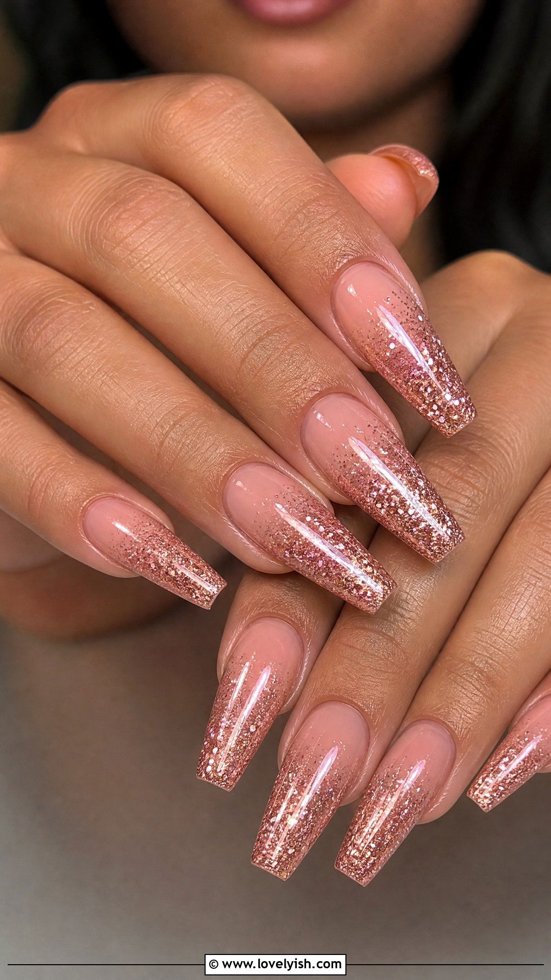 Rose Gold Glitter Ombre Nails - 50 feminine nails - 50 feminine nails