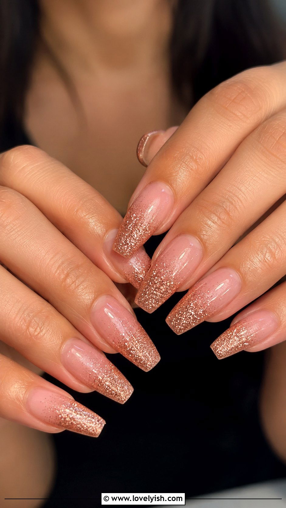 Rose Gold Glitter Ombre Nails - 50 pretty nails - 50 pretty nails