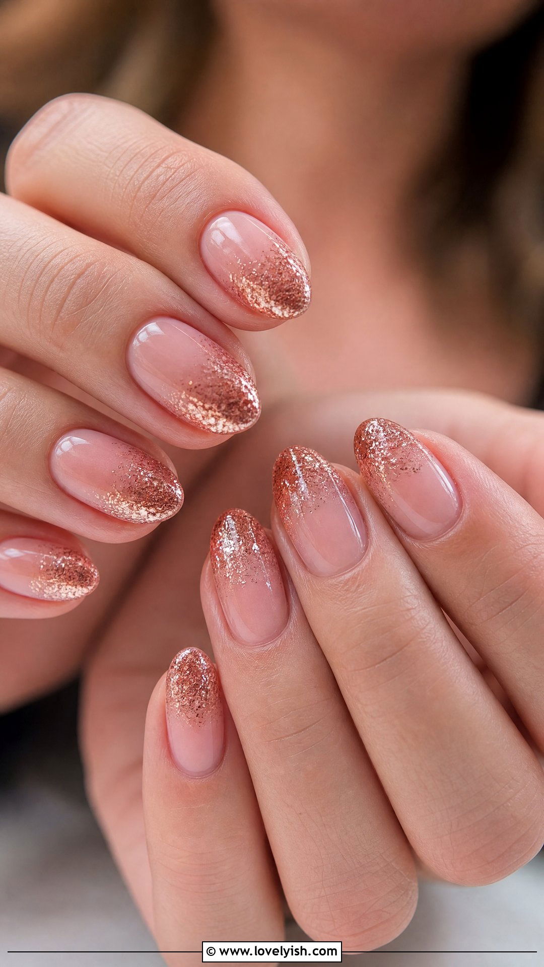 Rose Gold Glitter Short Acrylic Nails - 50 short acrylic nails - 50 short acrylic nails