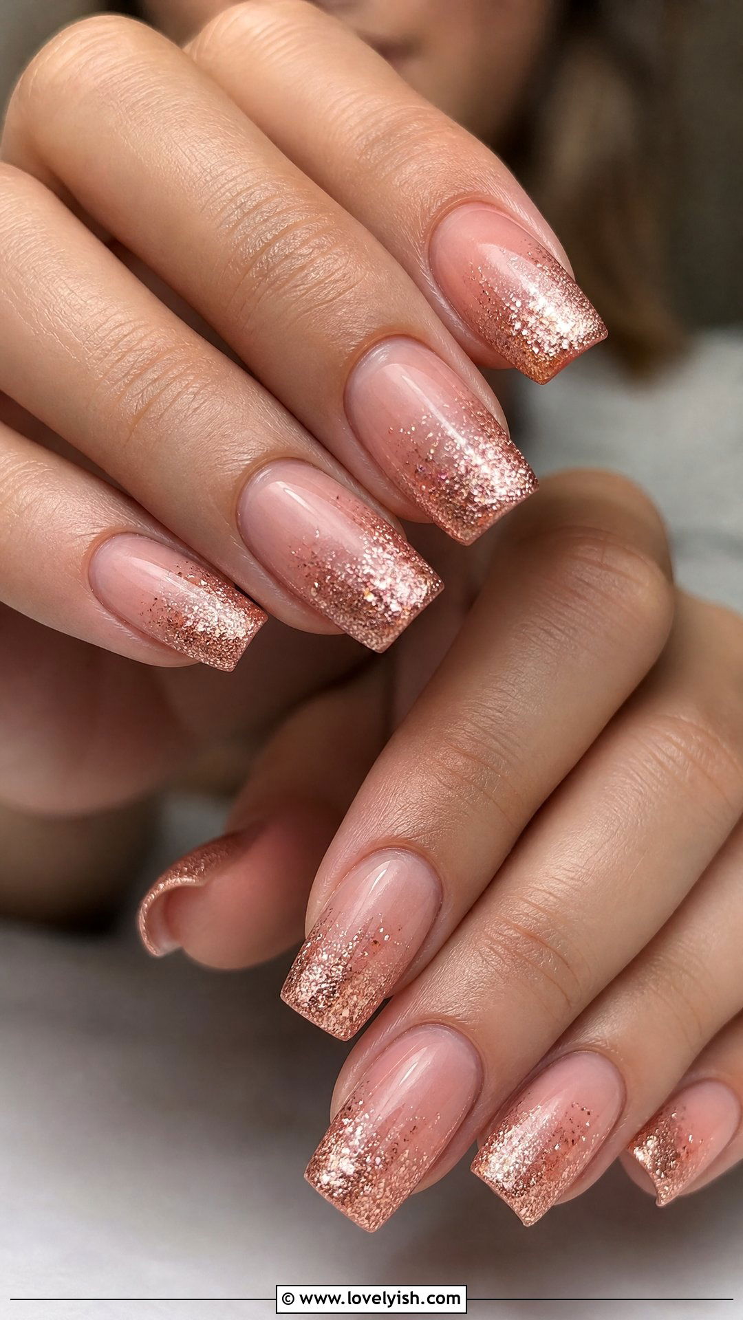 Rose Gold Glitter Square Nails - 50 square nails - 50 square nails