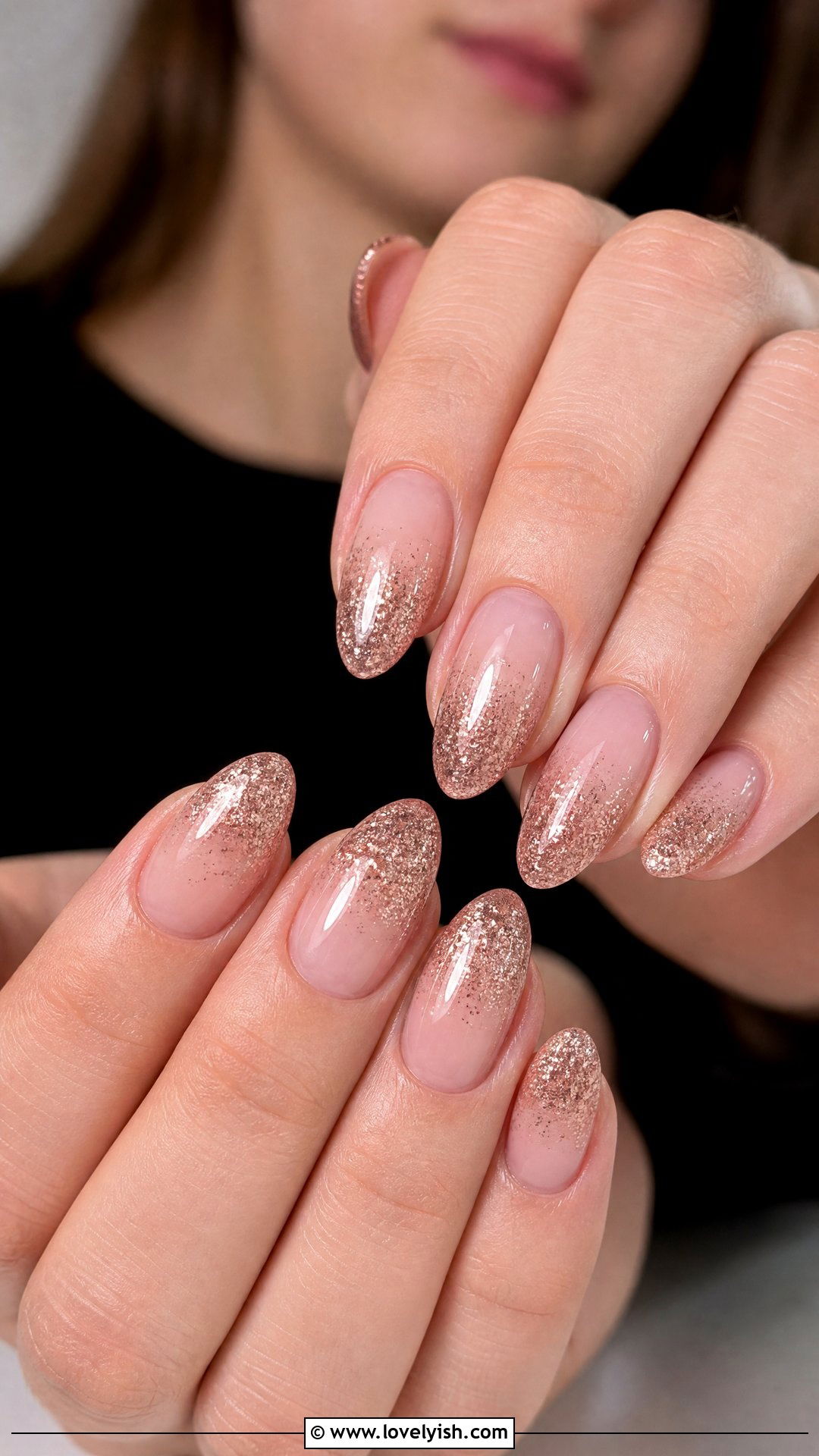 Rose Gold Glitter Tip Nails - 50 elegant nails - 50 elegant nails