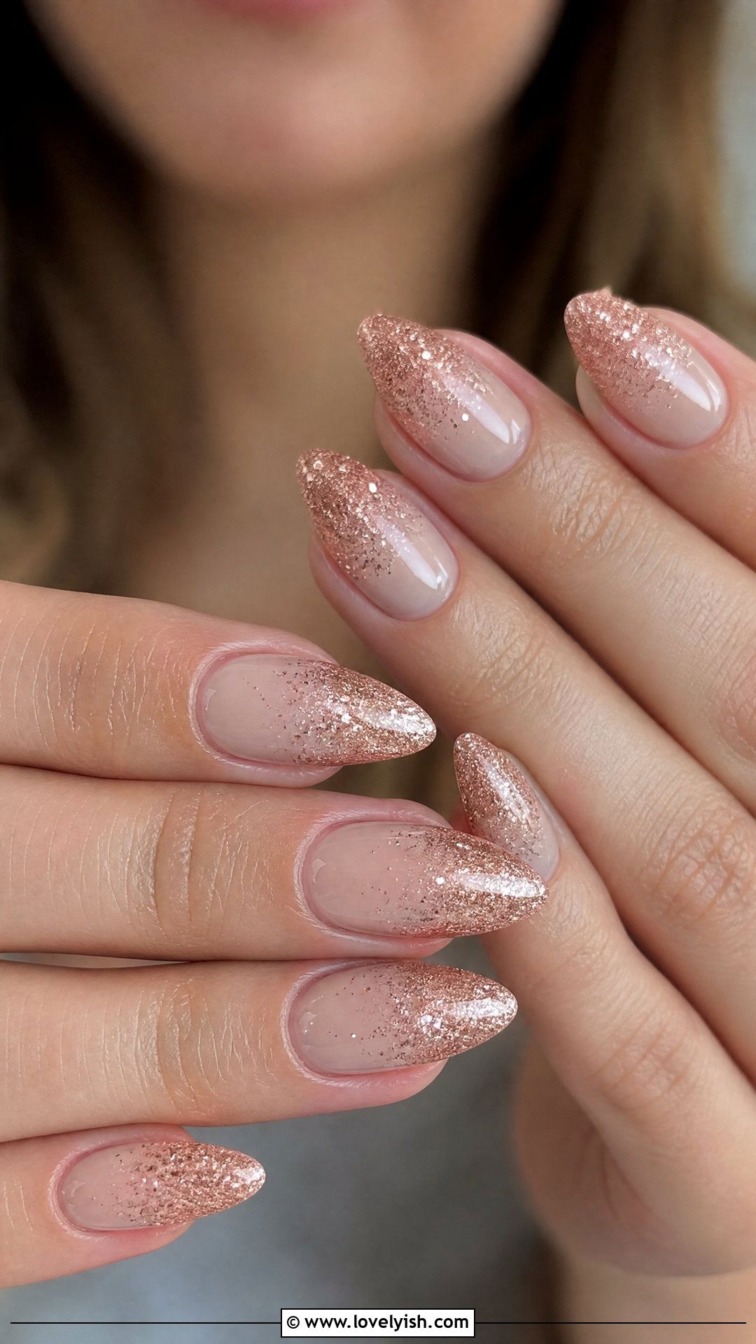 Rose Gold Glitter Tip Nails - 39 nail ideas 2026 - 39 nail ideas 2026
