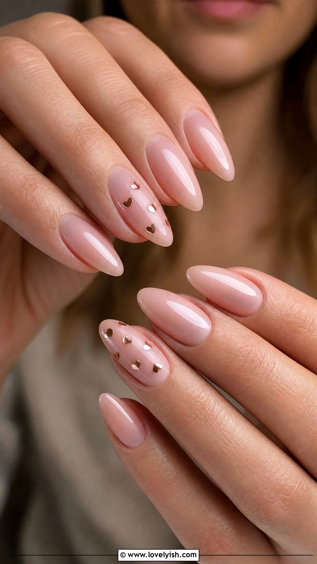 Rose Gold Heart Accent Nails - 50 rose gold nails - 50 rose gold nails