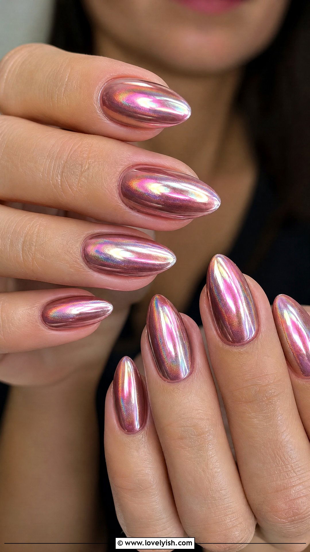 Rose Gold Holographic Chrome Nails - 50 rose gold nails - 50 rose gold nails