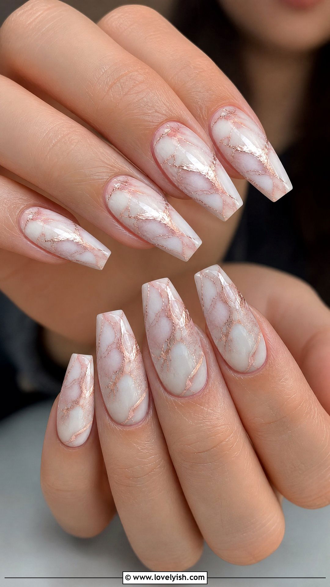 Rose Gold Marble Nails - 50 rose gold nails - 50 rose gold nails