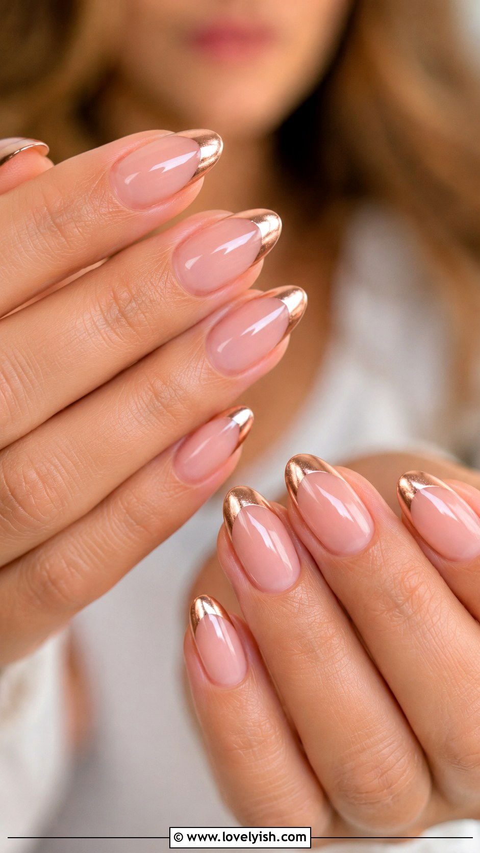 Rose Gold Metallic French Prom Nails - 50 prom nails - 50 prom nails