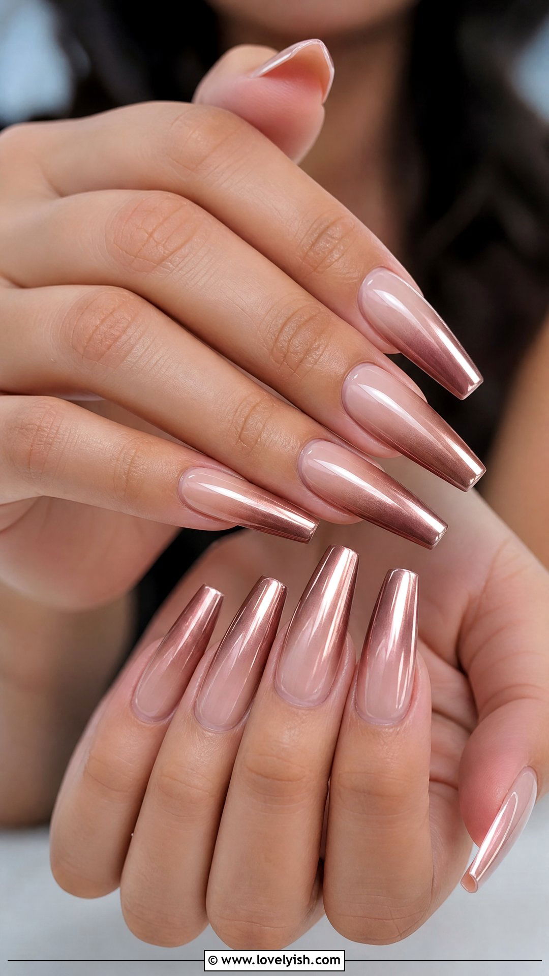 Rose Gold Ombre Coffin Nails - 50 rose gold nails - 50 rose gold nails