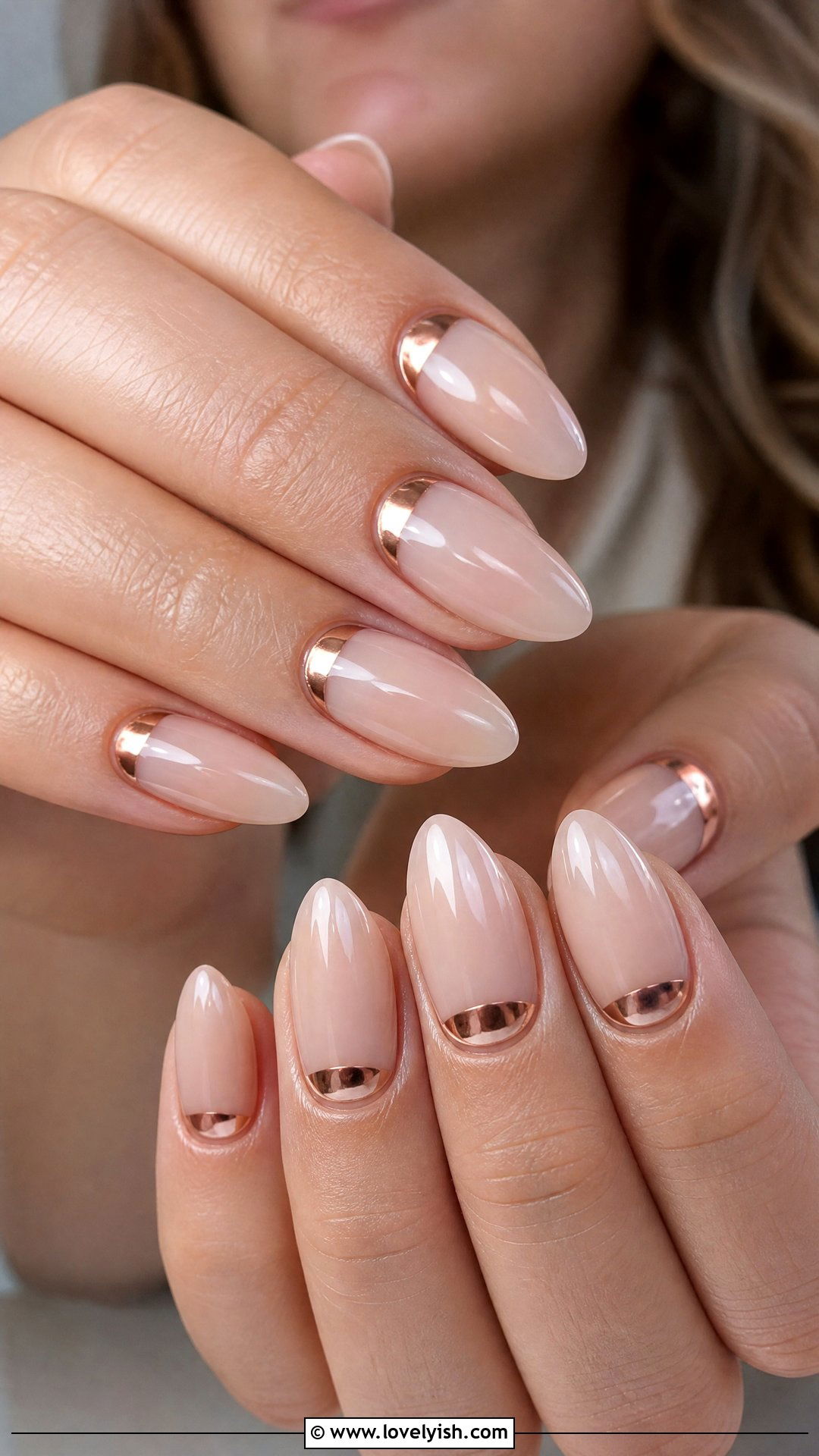 Rose Gold Reverse French Nails - 50 rose gold nails - 50 rose gold nails