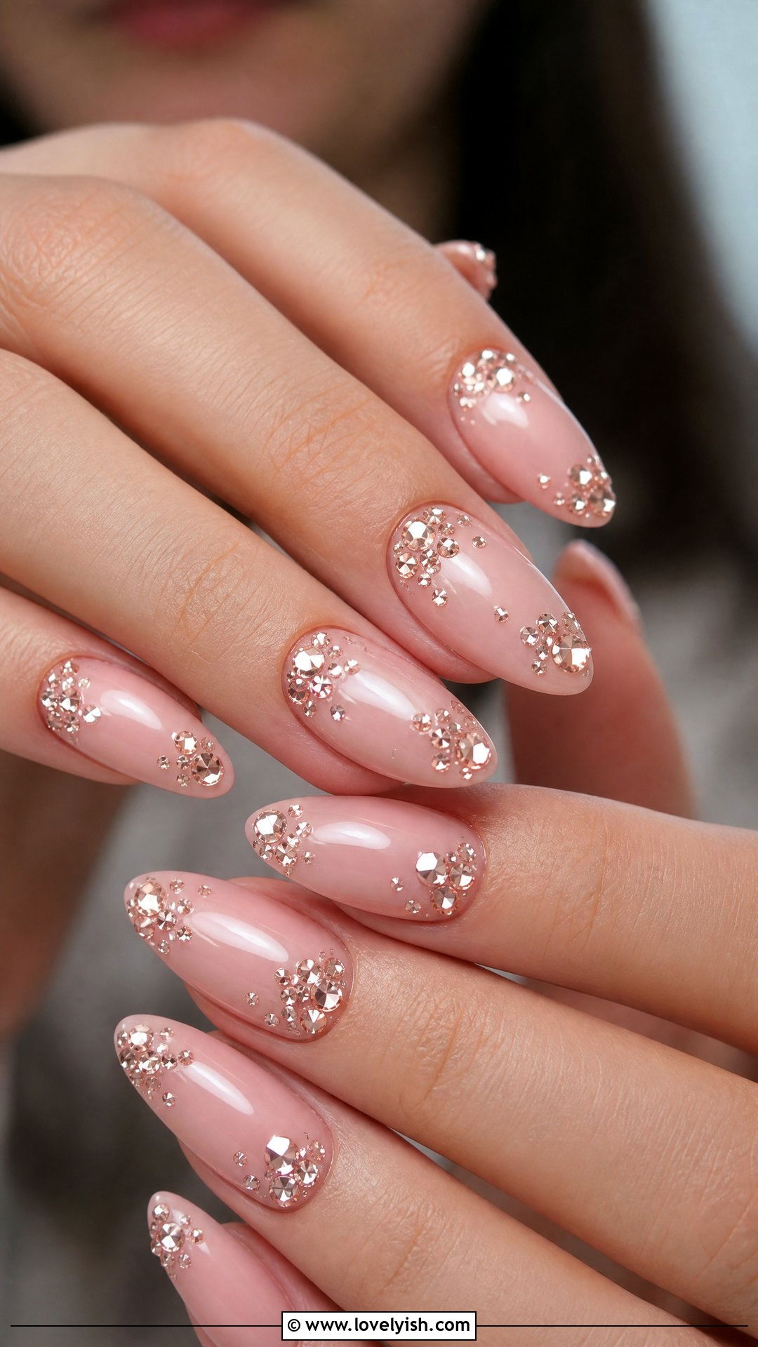 Rose Gold Rhinestone Wedding Nails - 50 rose gold nails - 50 rose gold nails