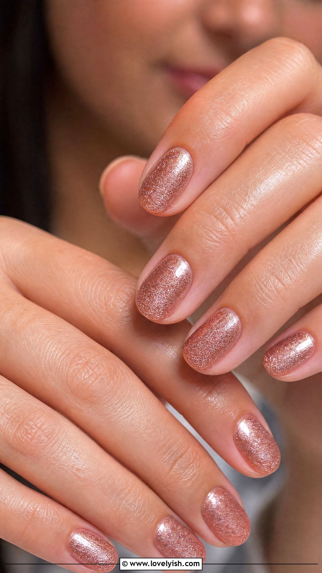 Rose Gold Shimmer Short Oval Nails - 50 short oval nails - 50 short oval nails