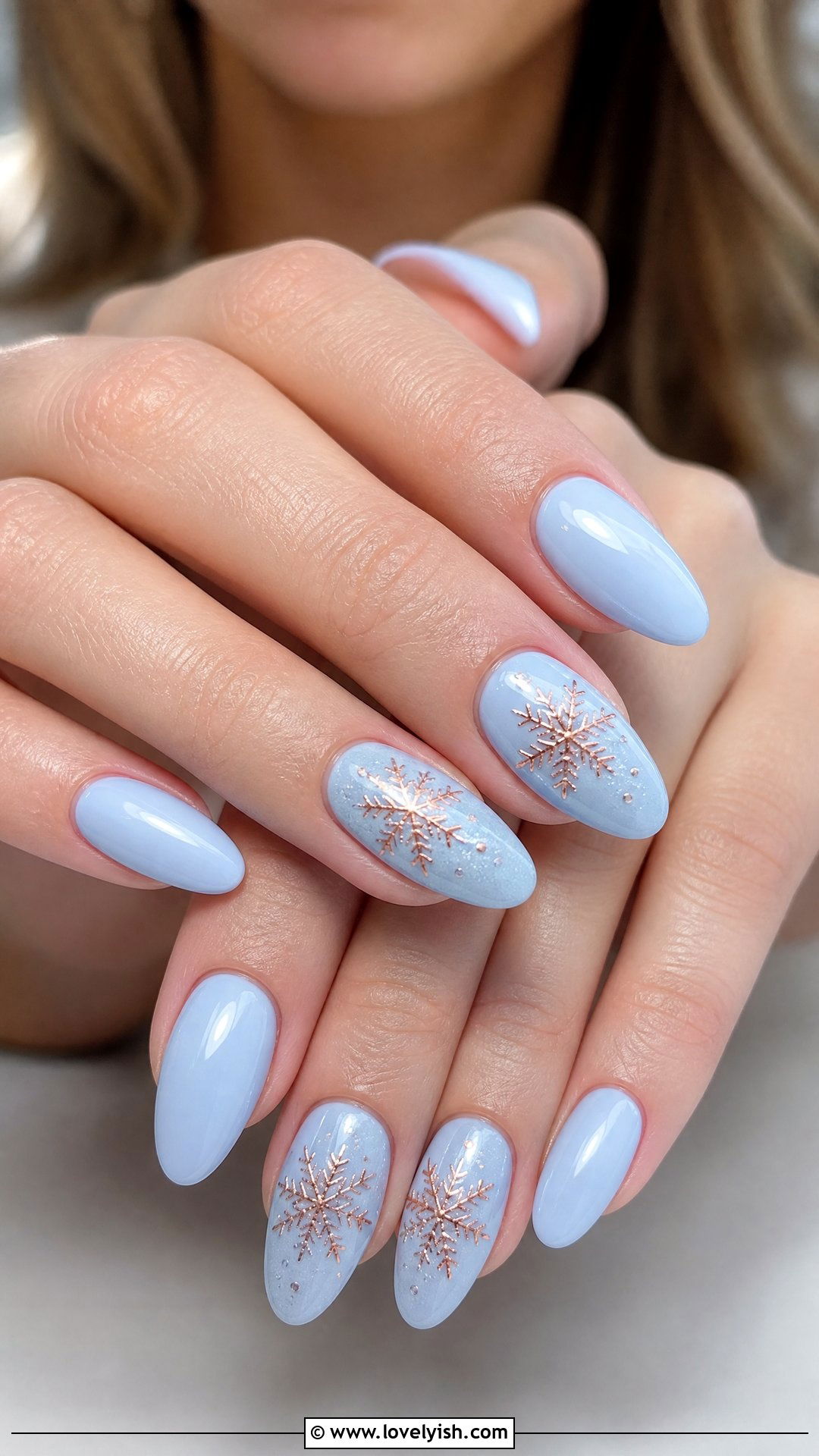 Rose Gold Snowflake Winter Nails - 50 rose gold nails - 50 rose gold nails