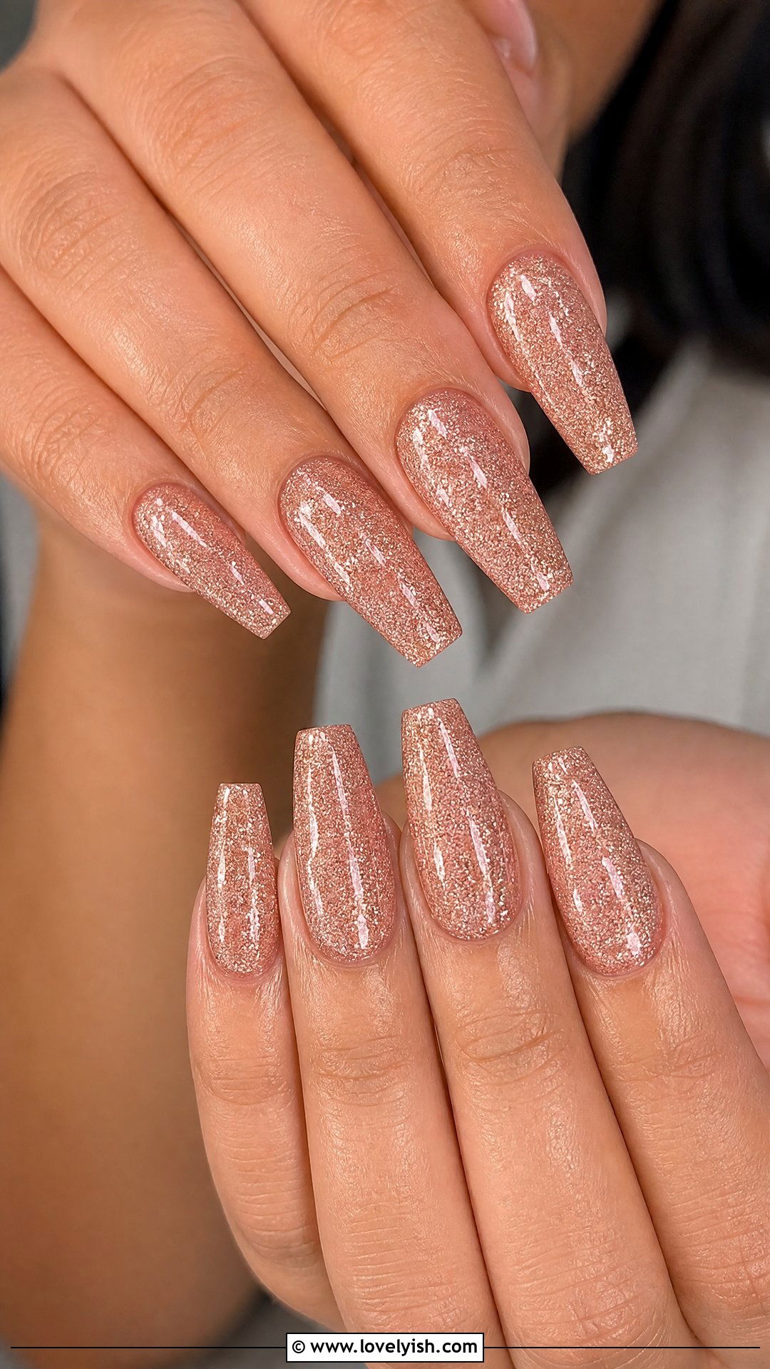 Rose Gold Sparkle Ballerina Nails - 50 rose gold nails - 50 rose gold nails