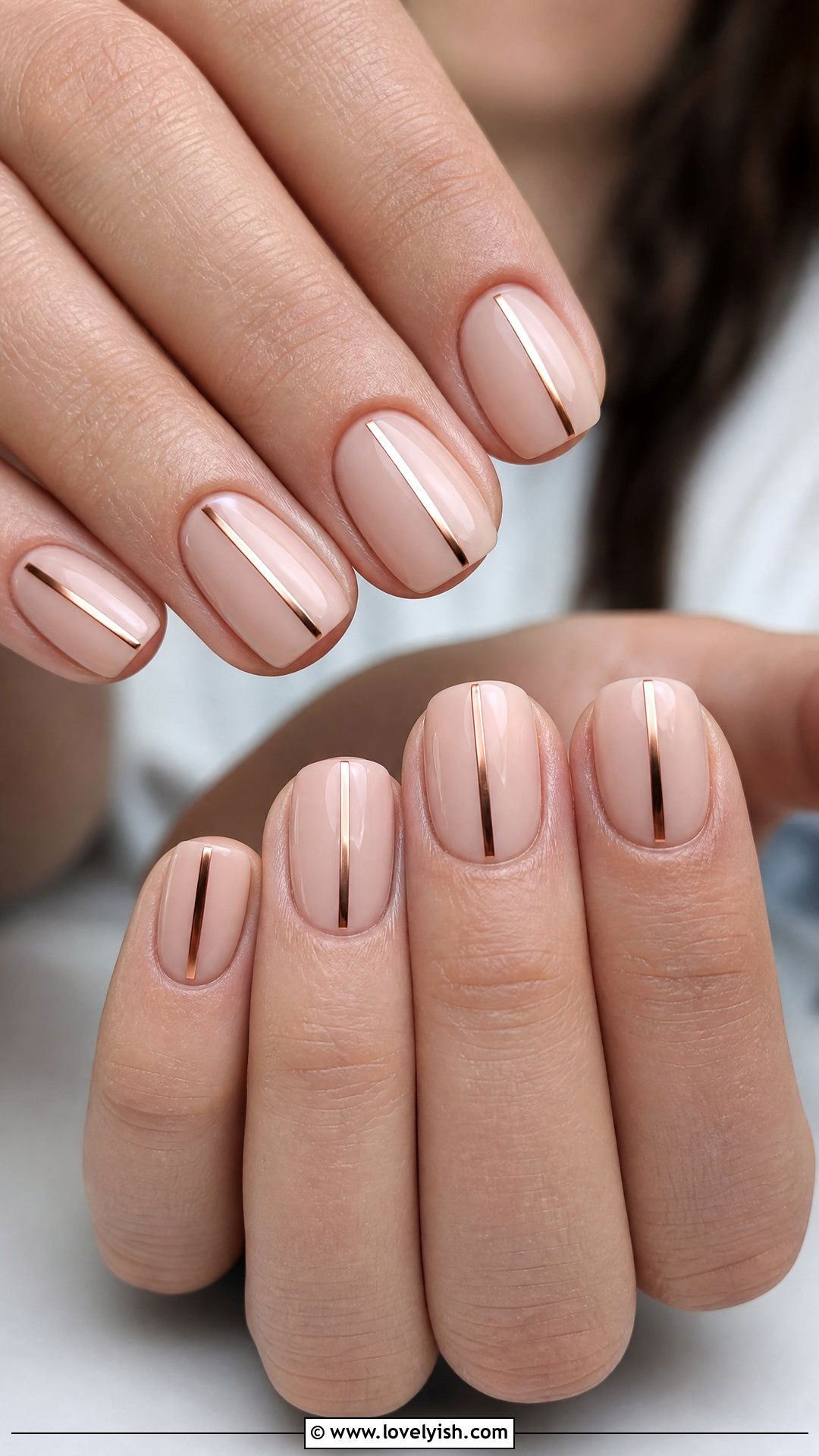 Rose Gold Stripe Minimalist Nails - 50 rose gold nails - 50 rose gold nails