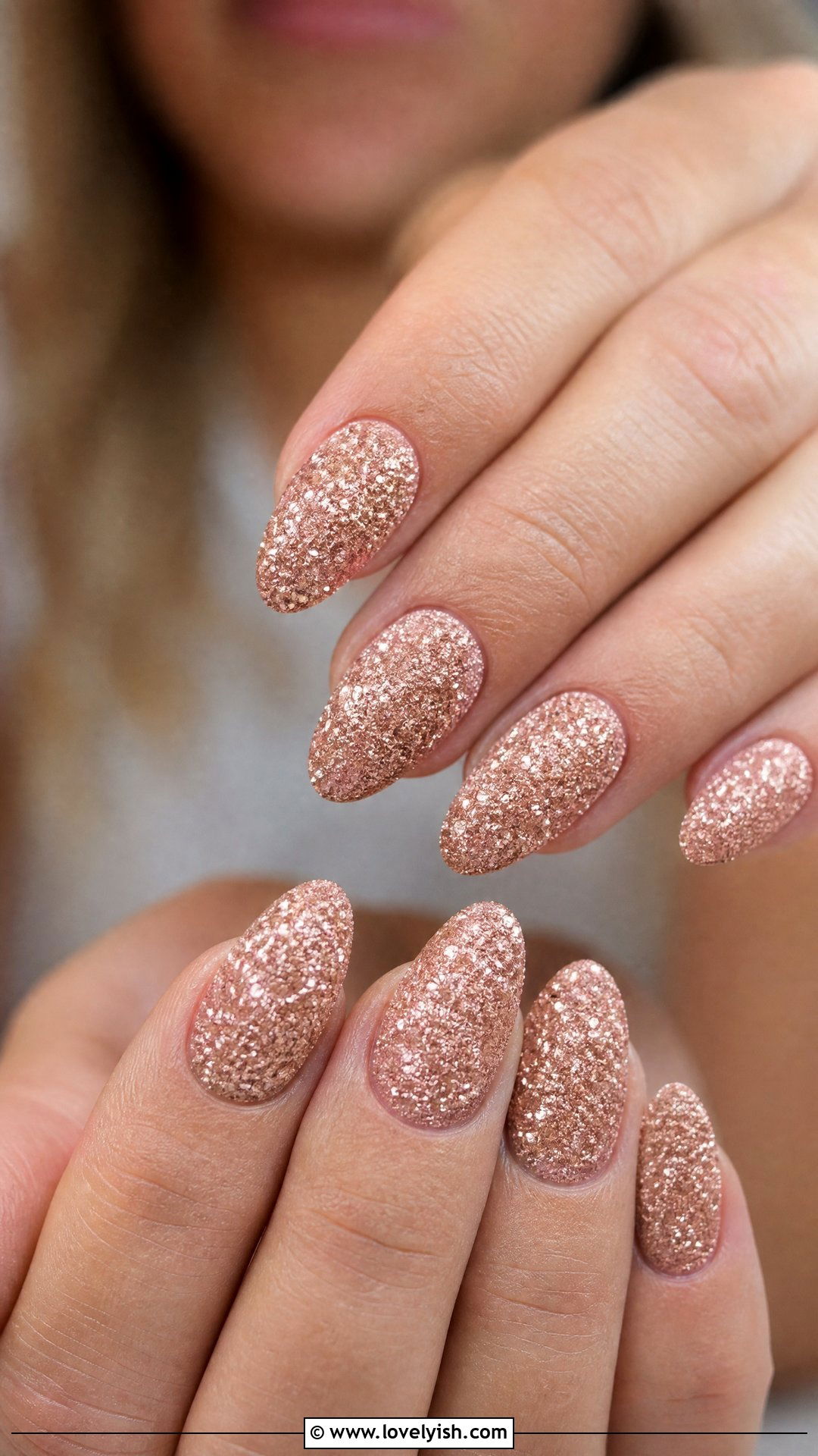 Rose Gold Sugar Glitter Nails - 50 rose gold nails - 50 rose gold nails