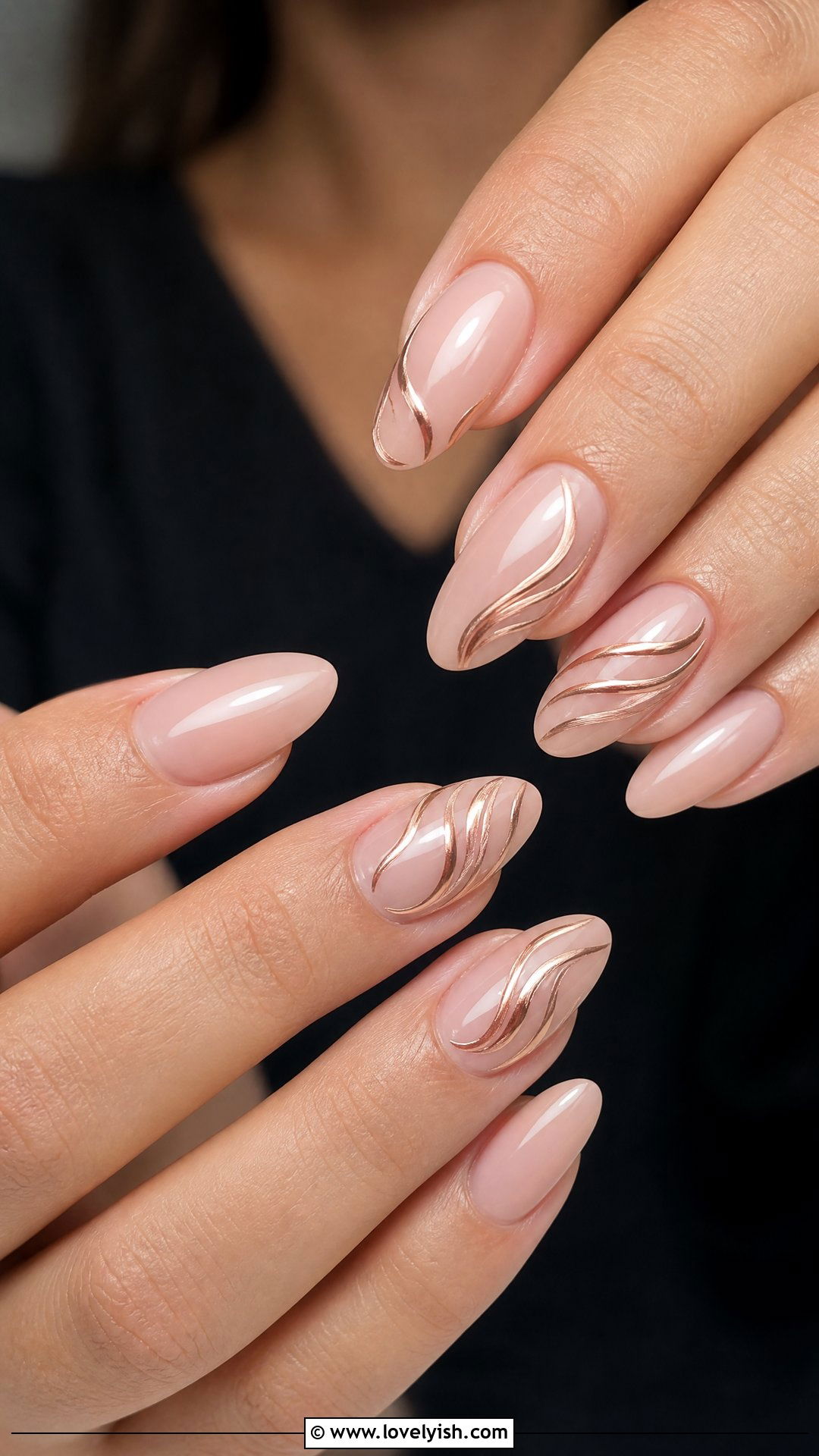 Rose Gold Swirl Accent Nails - 50 rose gold nails - 50 rose gold nails