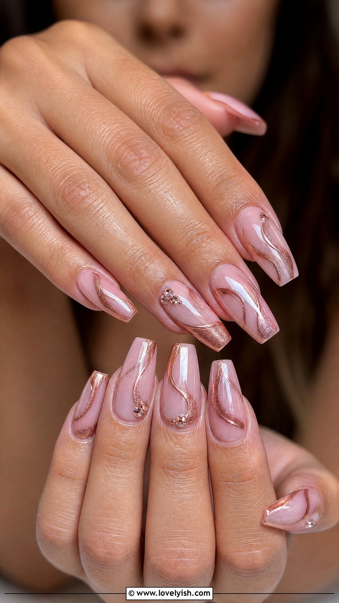 Rose Gold and Blush Swirl Nails - 50 swirl nails - 50 swirl nails
